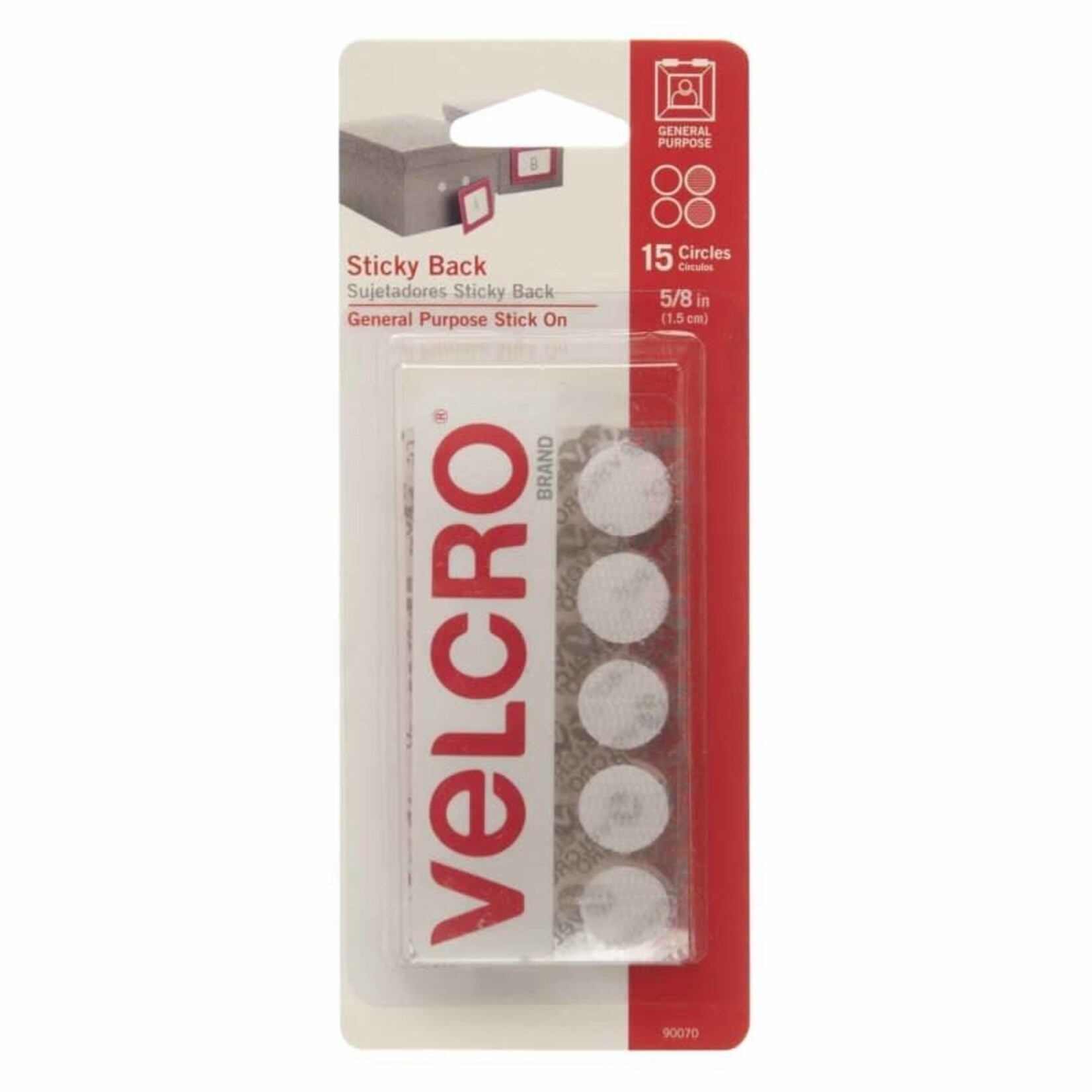 Velcro Sticky Back Circles - 5/8" dia., White 15pc