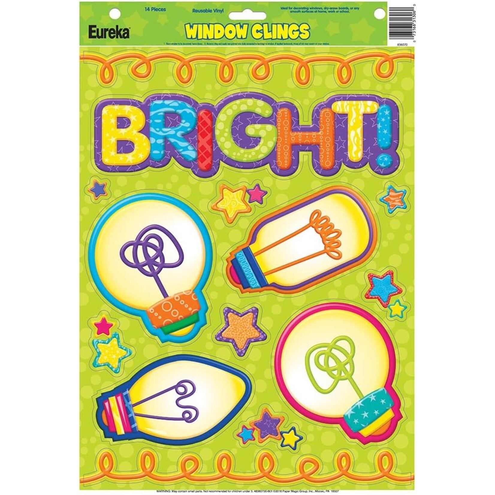 Color My World Light Bulbs Window Clings