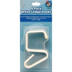 ASHLEY INCORPORATED Classroom Ledge Hooks 4 Pack White
