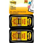 Post-it Message Flags - 100 x Yellow - 1" x 1 3/4" - "SIGN HERE"