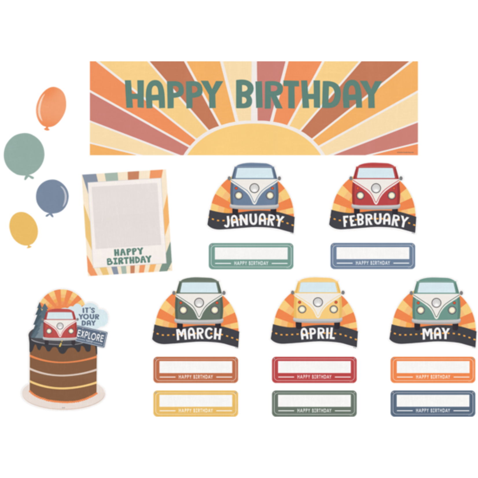 TEACHER CREATED RESOURCES Moving Mountains Road Trip Happy Birthday Mini Bulletin Board