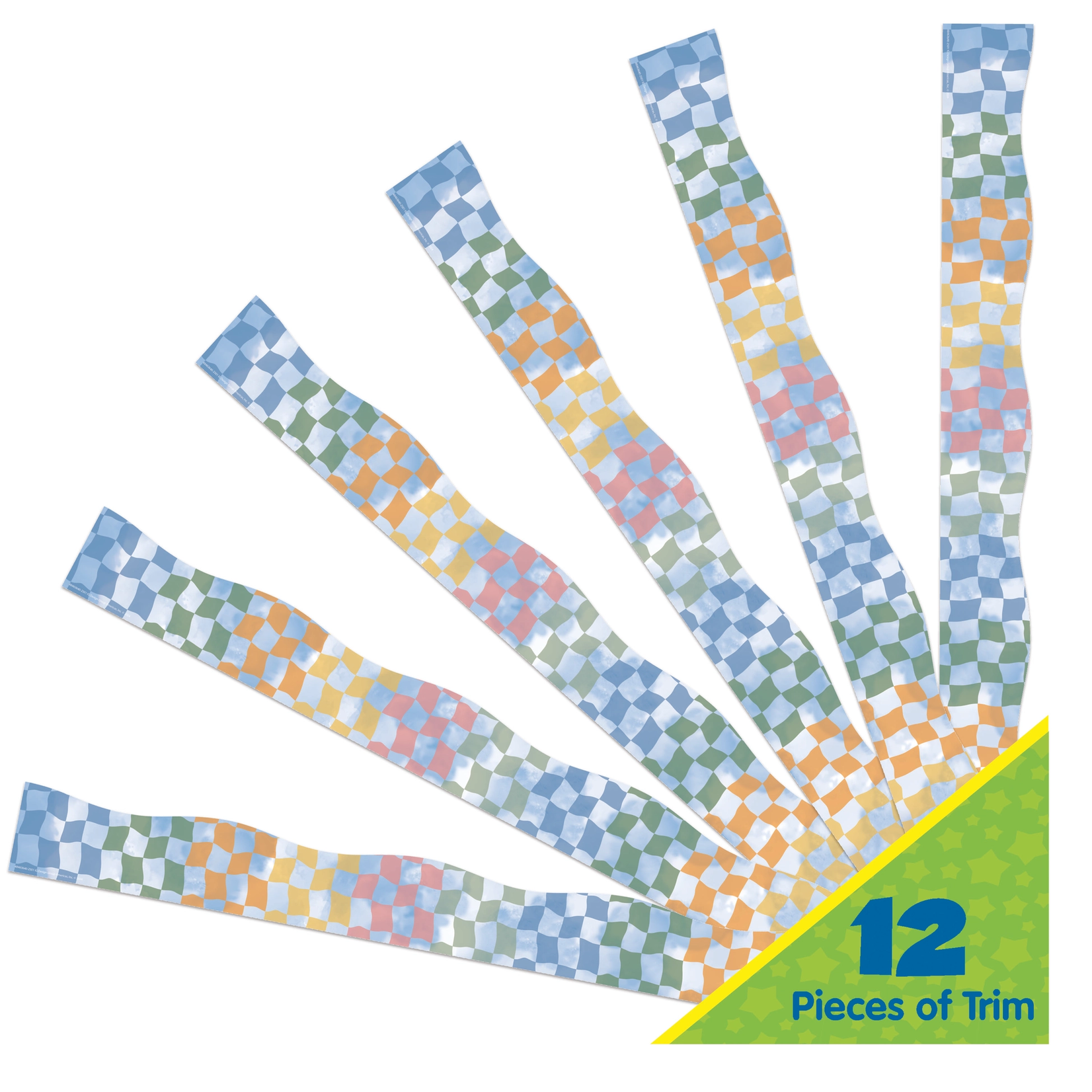 S'Cool Era Rainbow Checkered Sky Deco Trim Extra Wide Die-Cut