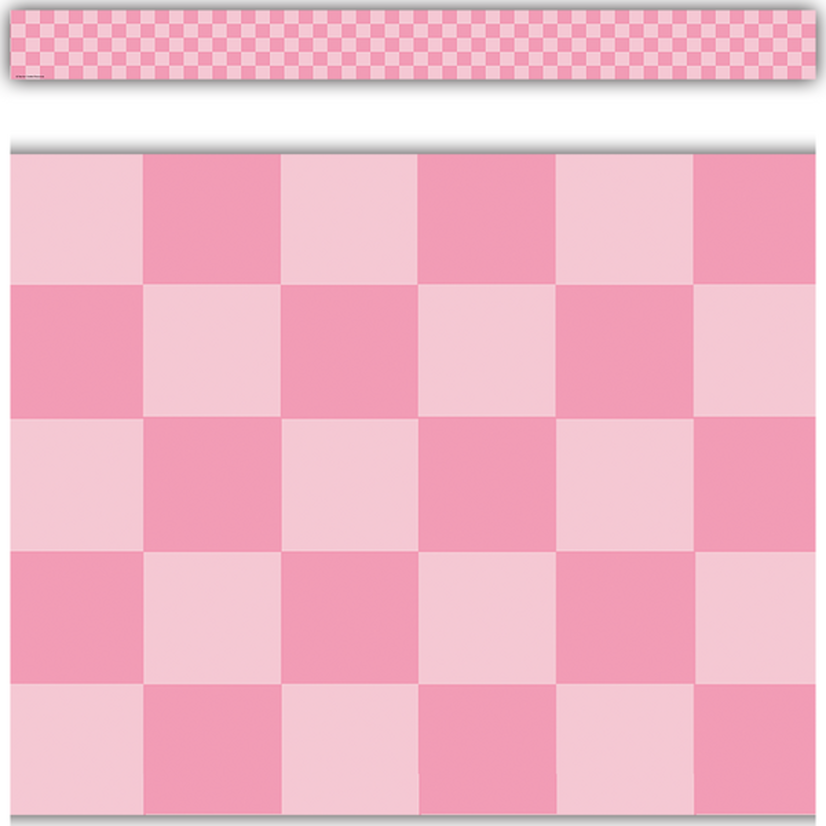 TEACHER CREATED RESOURCES Cool for School Pink Checkers Straight Border Trim