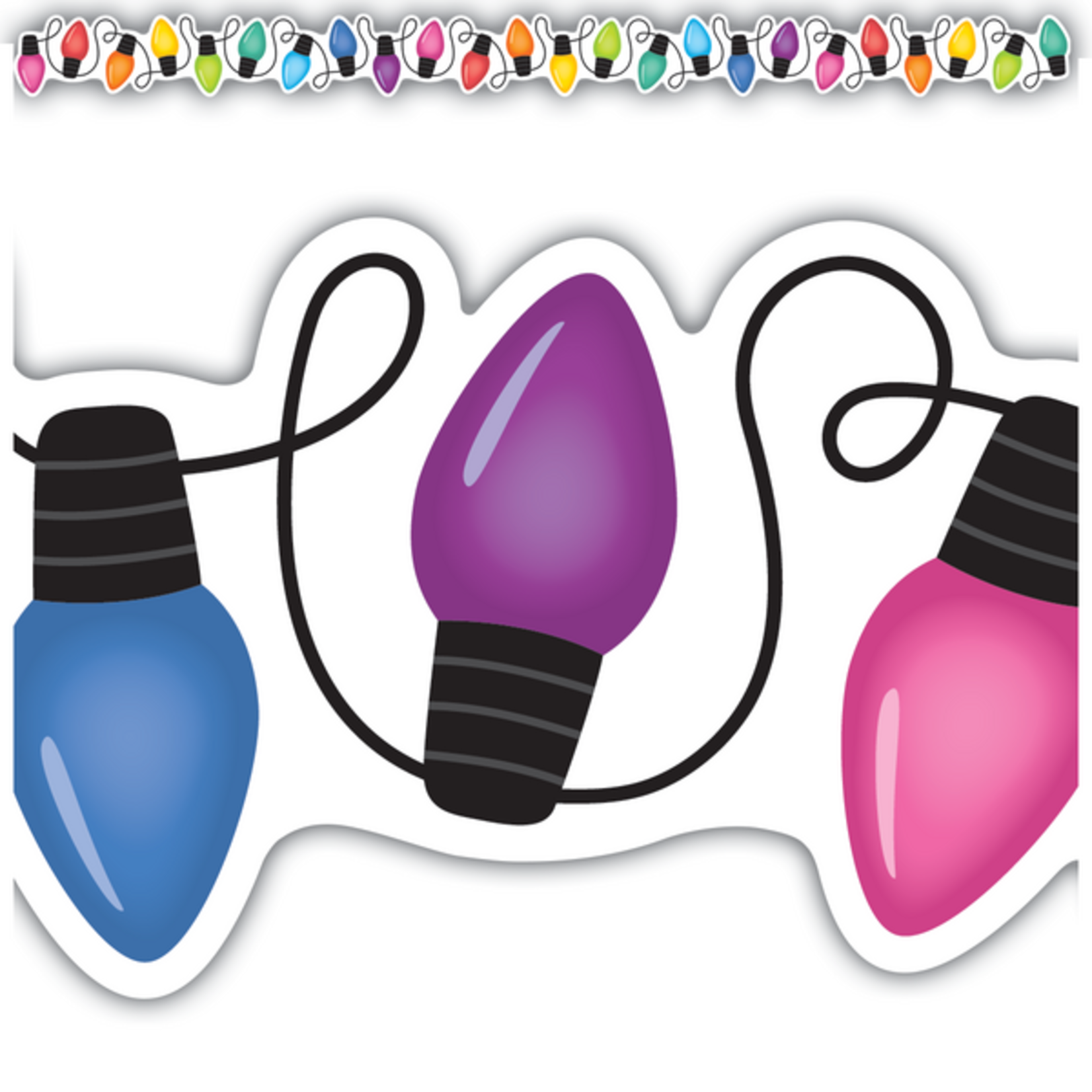 TEACHER CREATED RESOURCES Colorful Holiday Lights Die-Cut Border Trim
