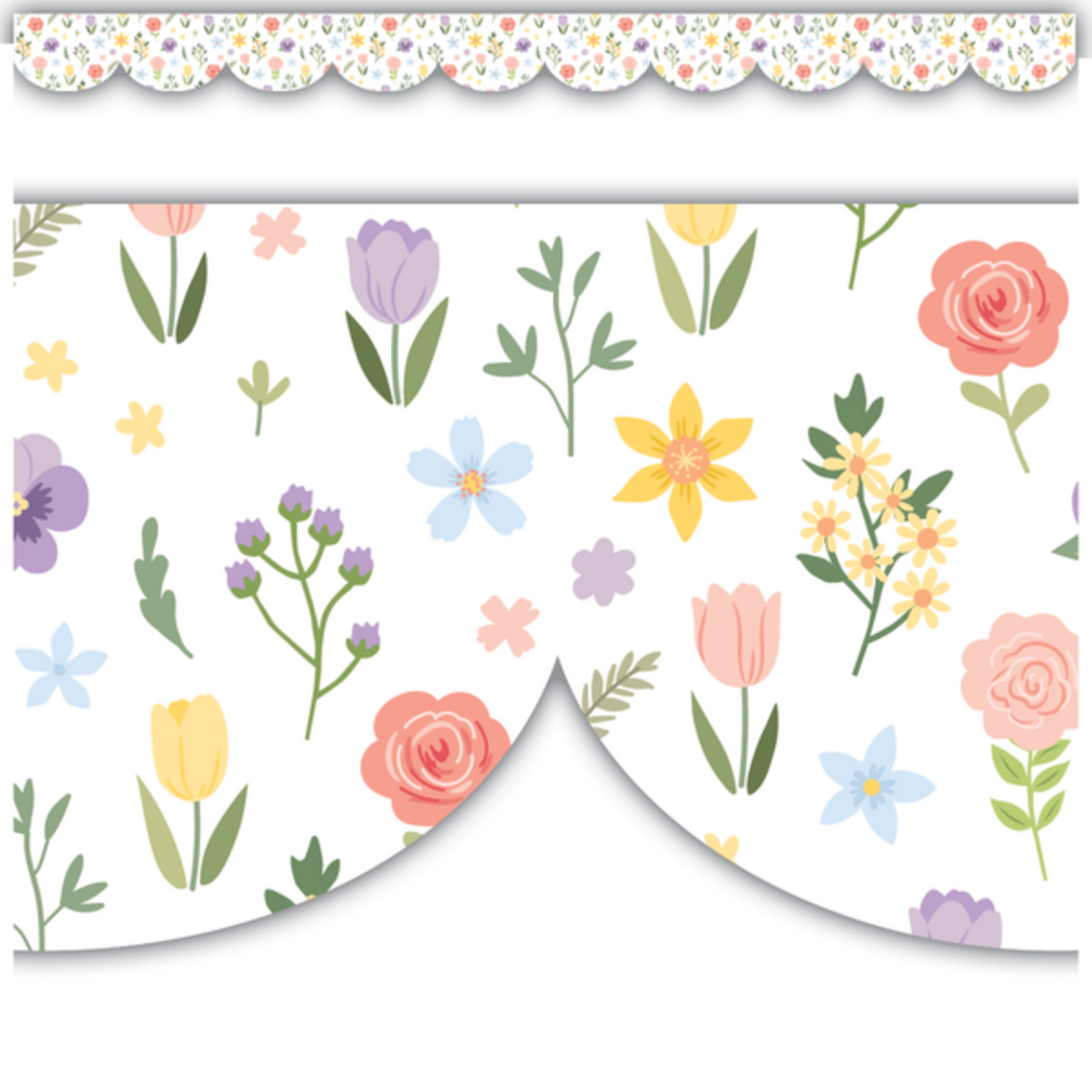 TEACHER CREATED RESOURCES Spring Garden Scalloped Die-Cut Border Trim