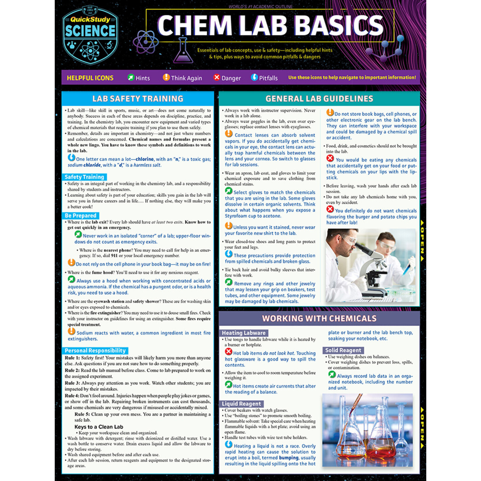 BAR CHARTS QuickStudy: Chem Lab Basics Laminated Study Guide