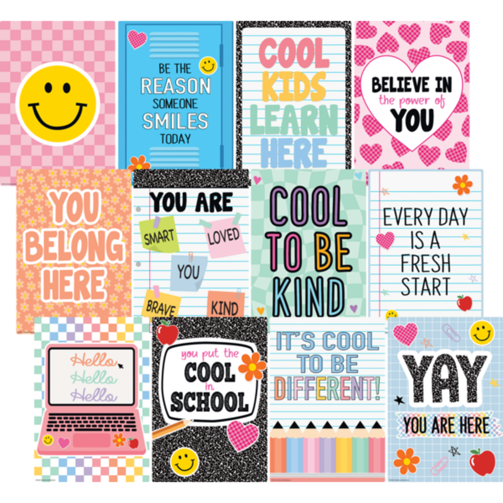 TEACHER CREATED RESOURCES Cool for School Positive Sayings Small Poster Pack