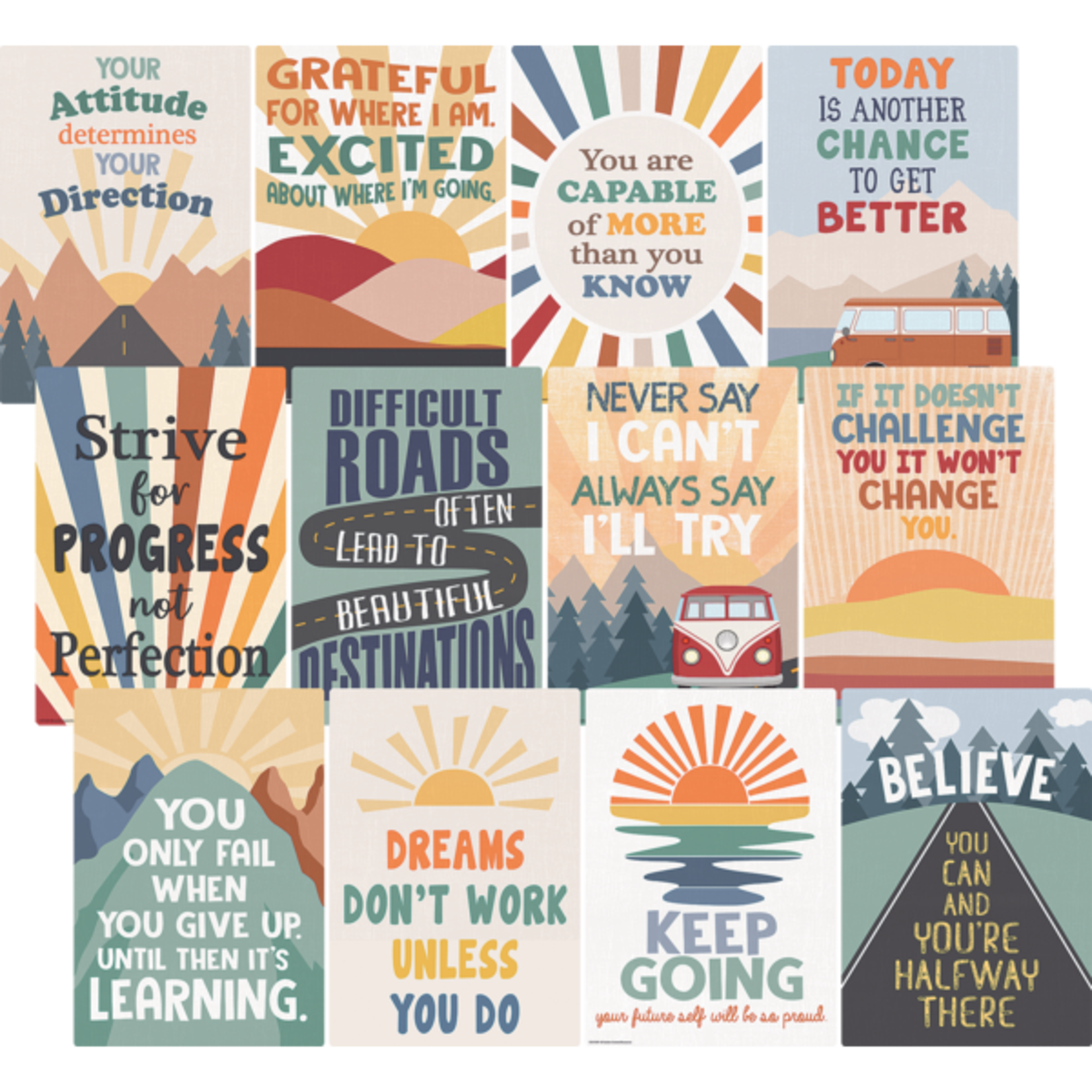 TEACHER CREATED RESOURCES Moving Mountains Road Trip Positive Sayings Small Poster Pack
