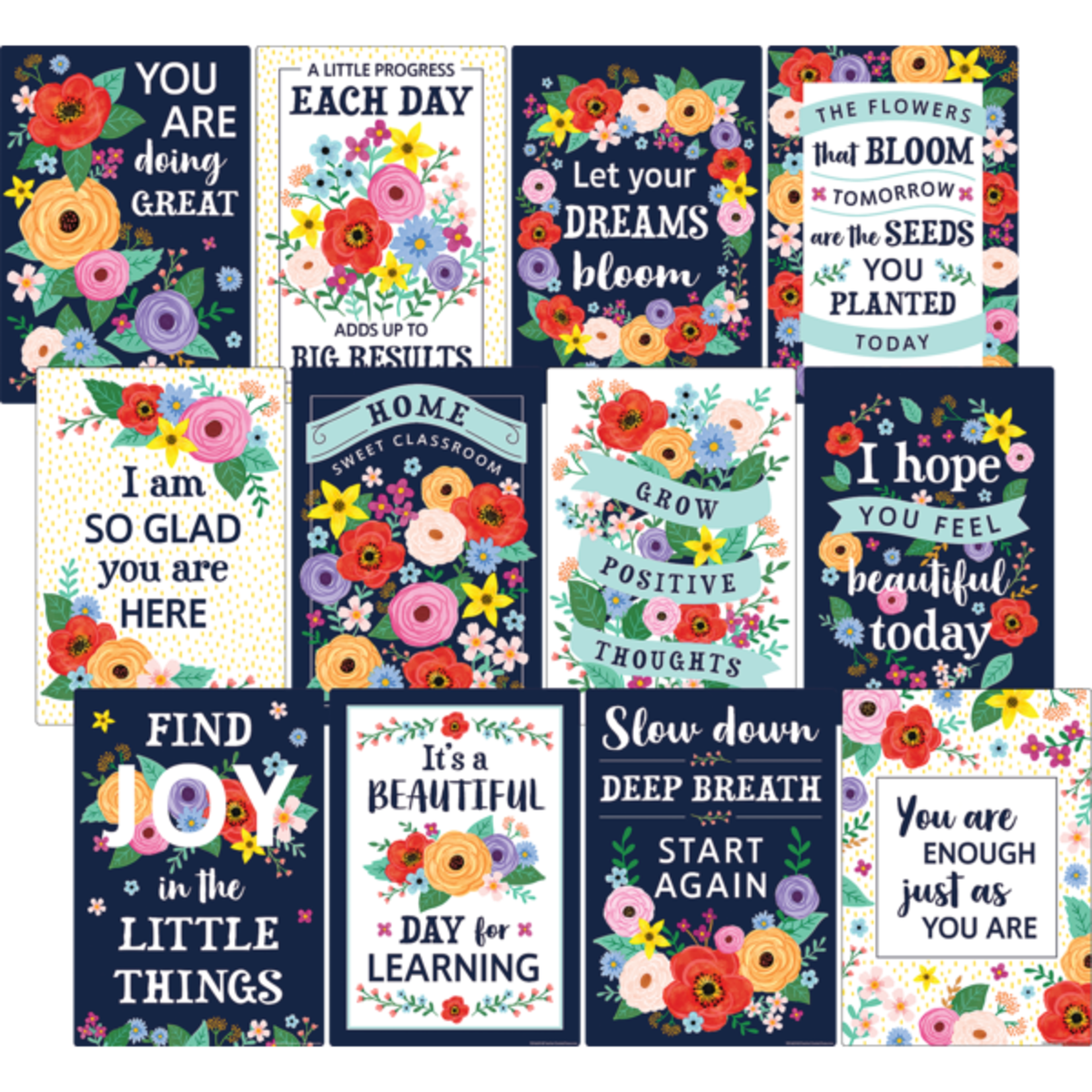 TEACHER CREATED RESOURCES Wildflowers Positive Sayings Small Poster Pack
