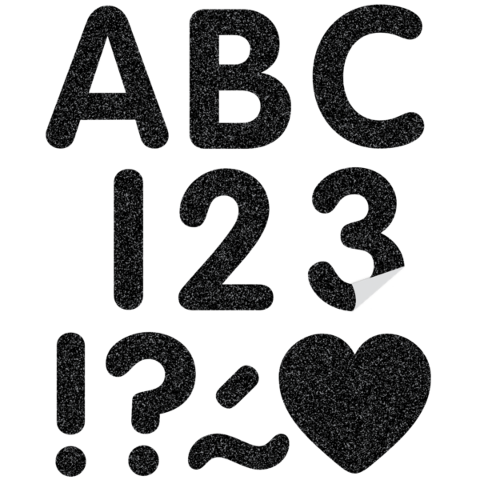 TEACHER CREATED RESOURCES Black Glitz 2" Classic Self-Adhesive Letters Uppercase