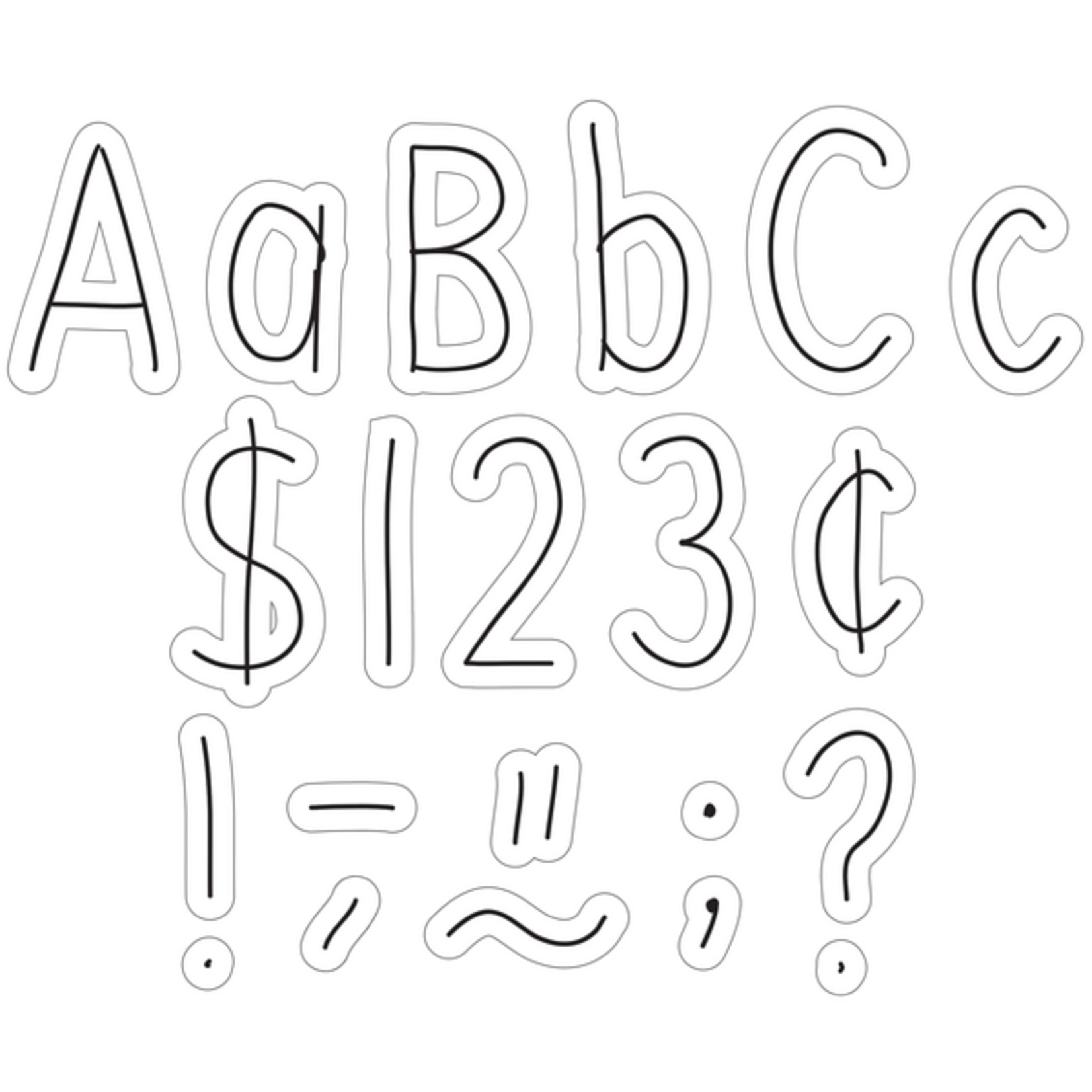 TEACHER CREATED RESOURCES Black on White Hand Drawn 4" Letters Combo Pack