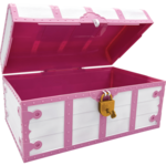 TEACHER CREATED RESOURCES Pink and White Treasure Chest with Lock and Key