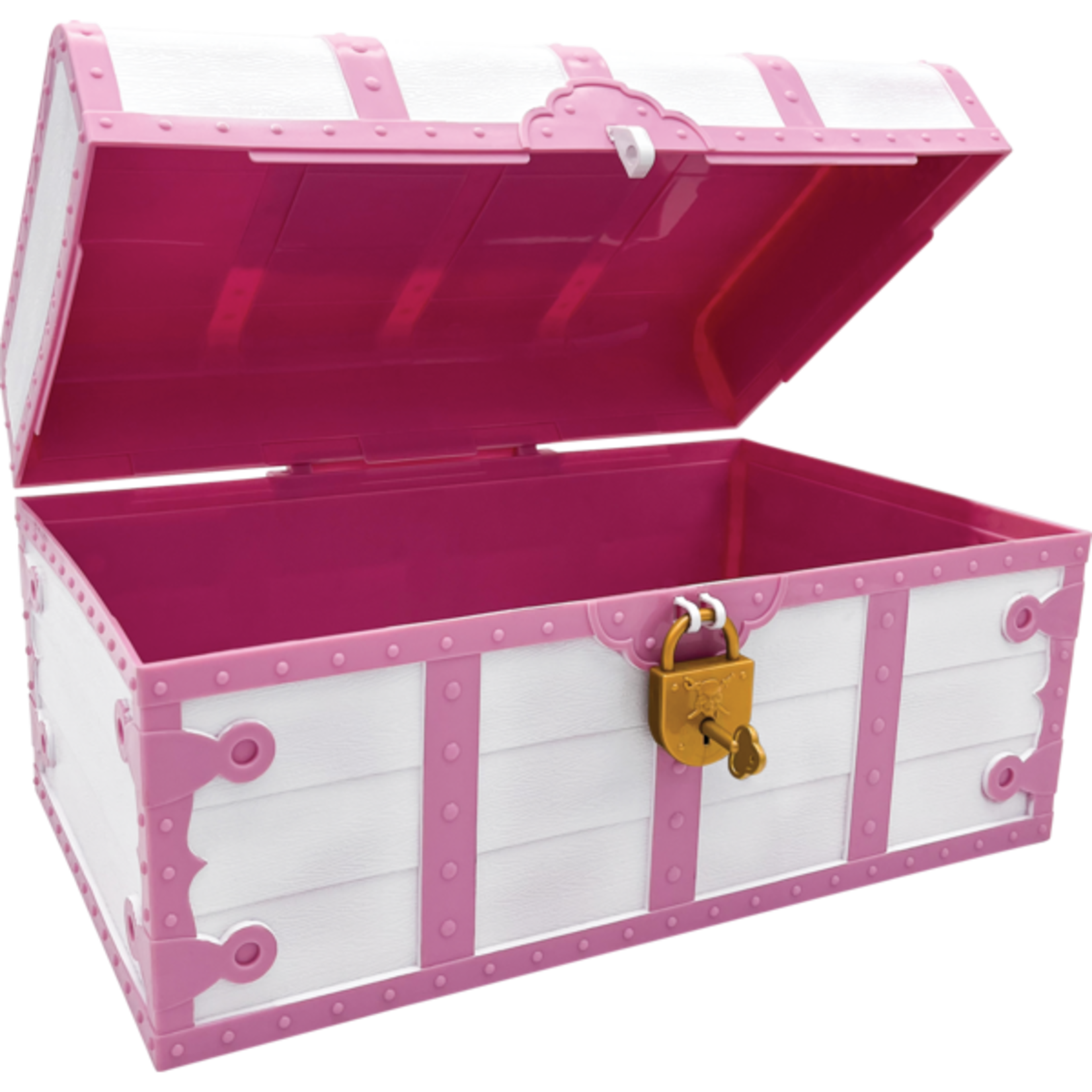 TEACHER CREATED RESOURCES Pink and White Treasure Chest with Lock and Key