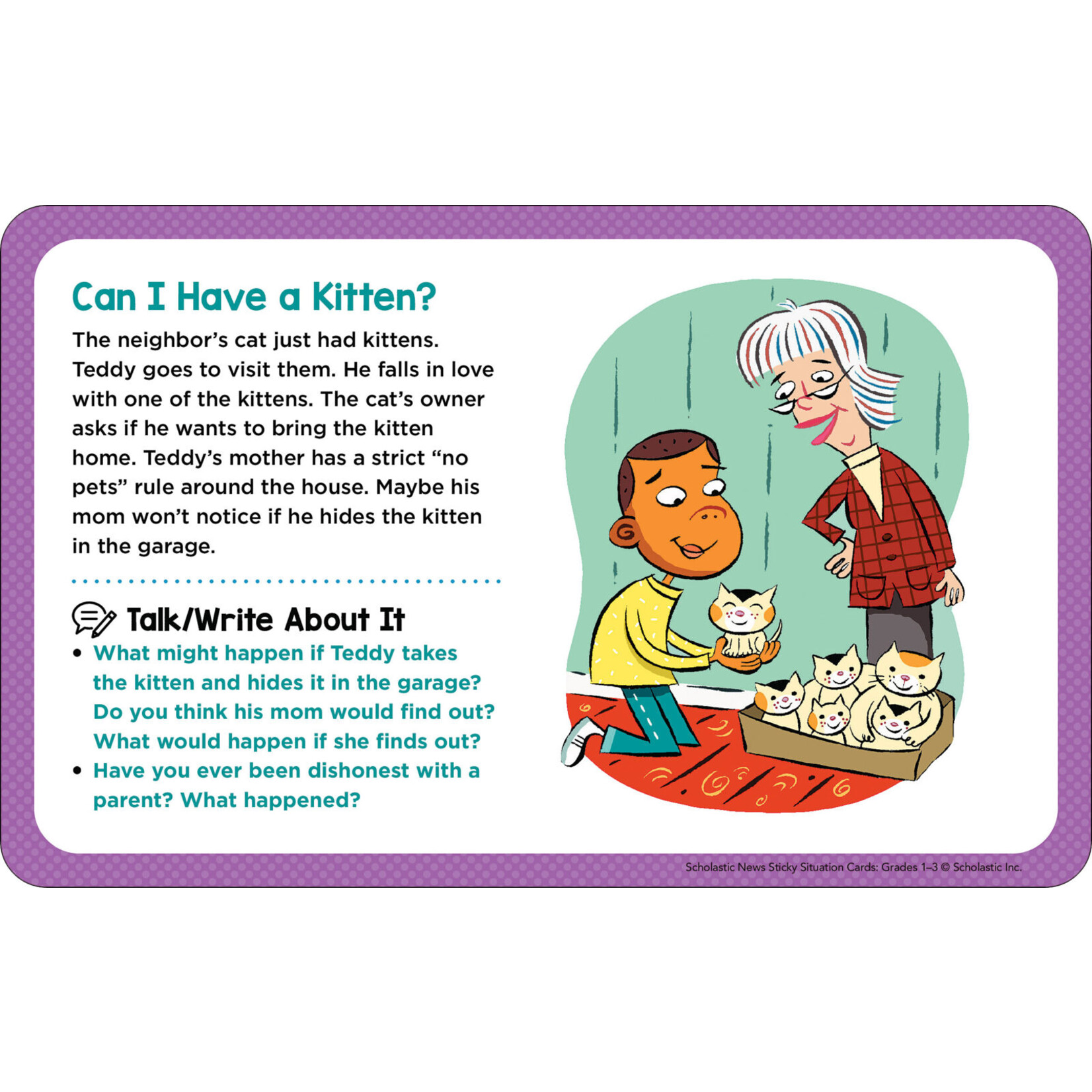 SCHOLASTIC TEACHING RESOURCES Sticky Situation Cards Grades 1-3