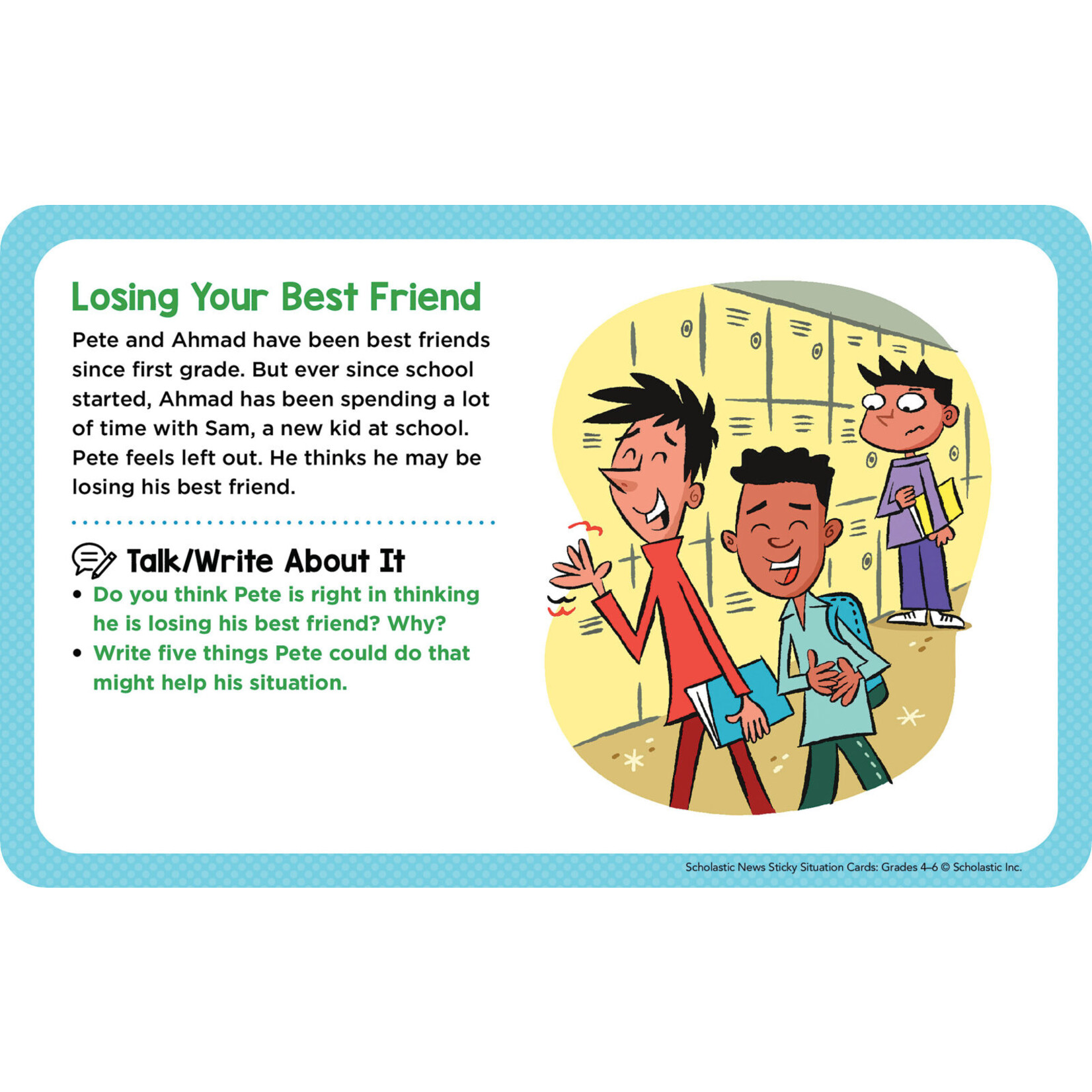 SCHOLASTIC TEACHING RESOURCES Sticky Situation Cards Grades 4-6