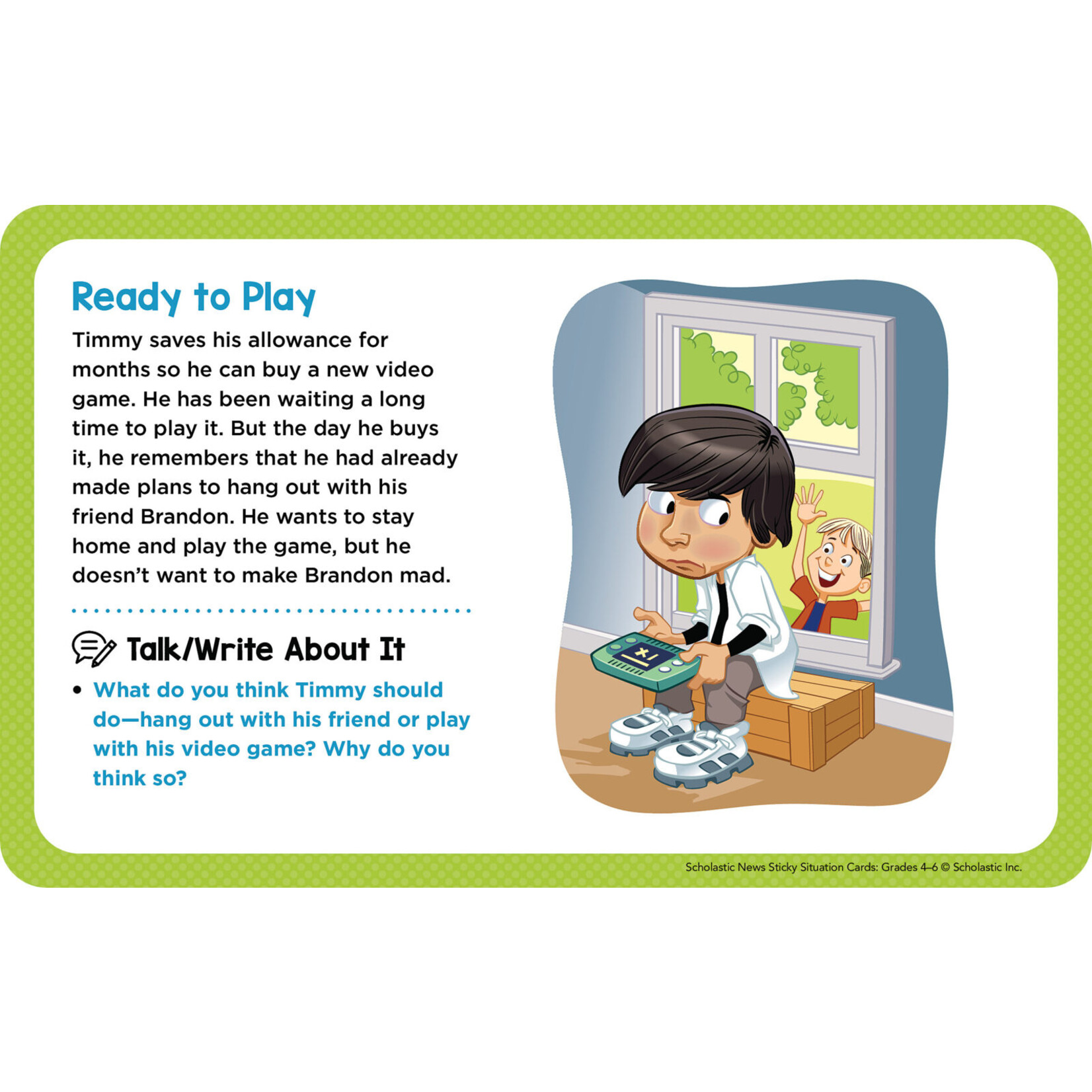SCHOLASTIC TEACHING RESOURCES Sticky Situation Cards Grades 4-6