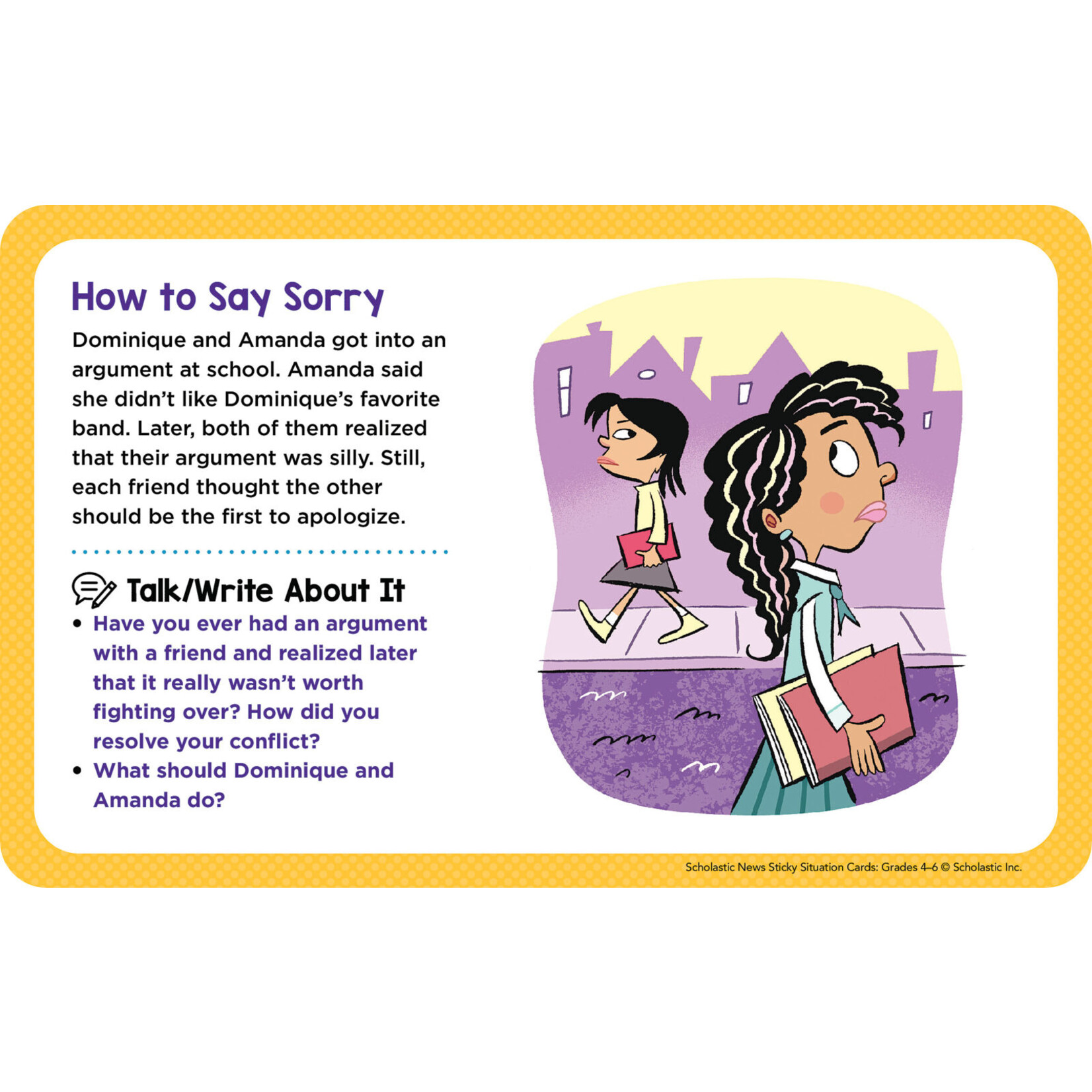 SCHOLASTIC TEACHING RESOURCES Sticky Situation Cards Grades 4-6
