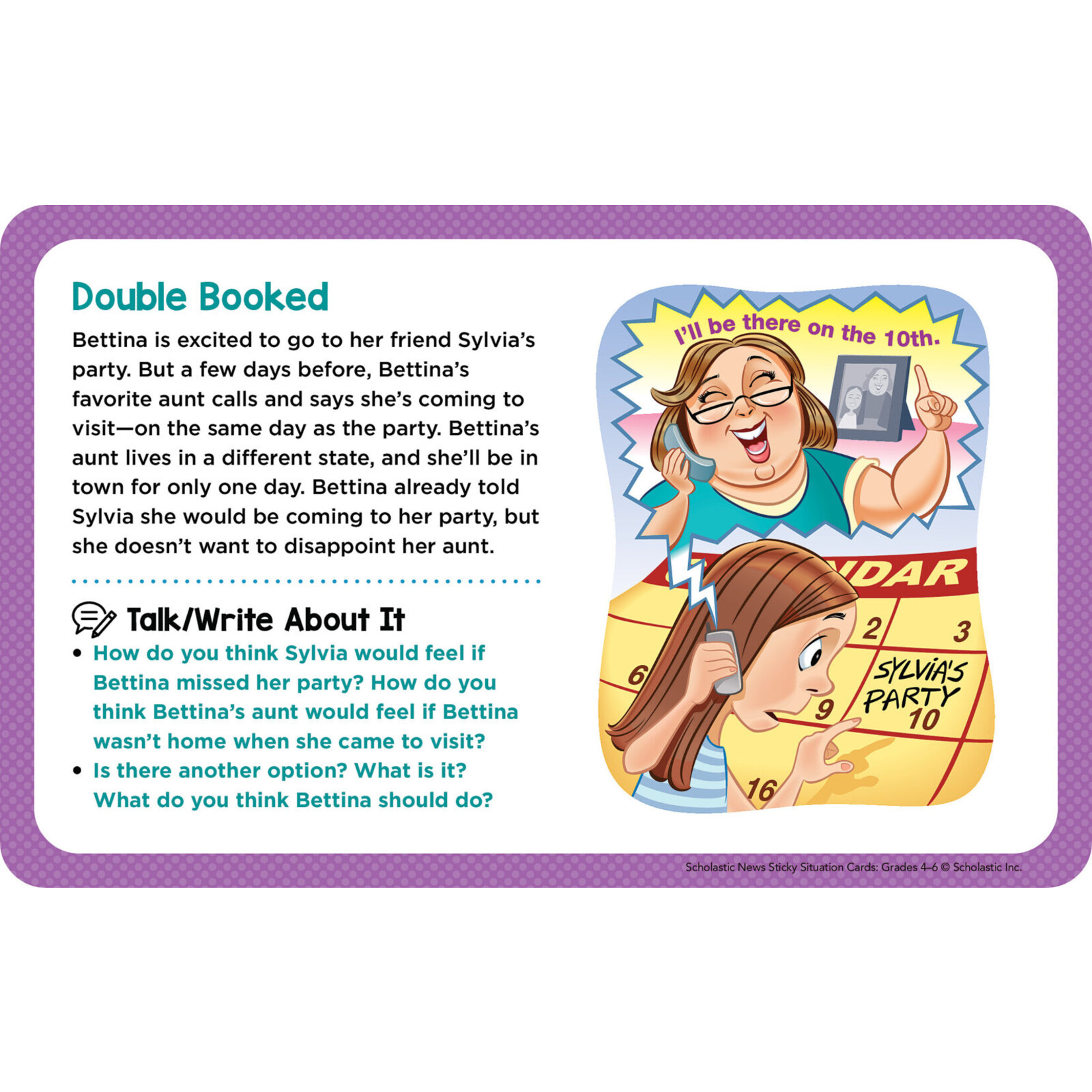 SCHOLASTIC TEACHING RESOURCES Sticky Situation Cards Grades 4-6