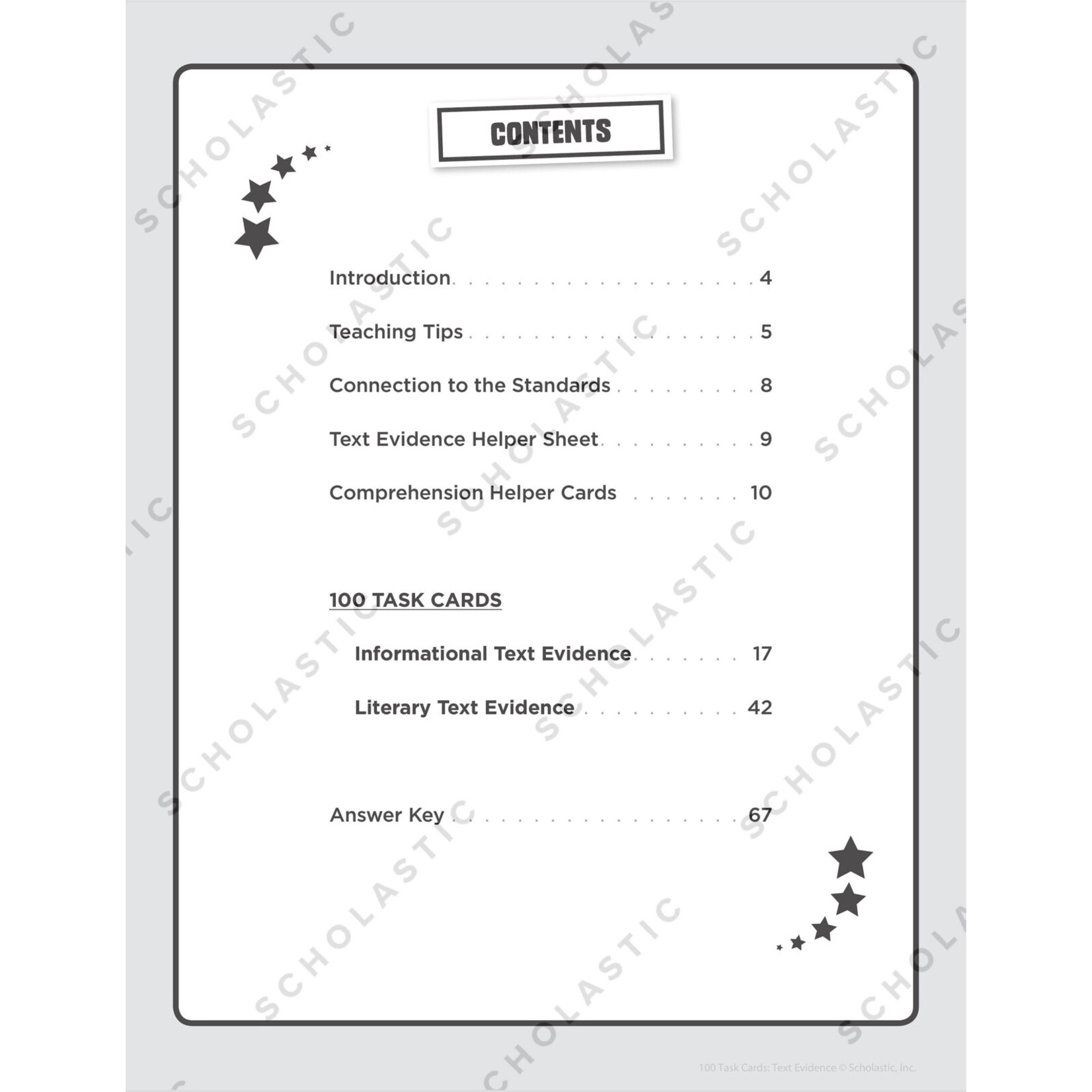 SCHOLASTIC TEACHING RESOURCES 100 Task Cards: Text Evidence