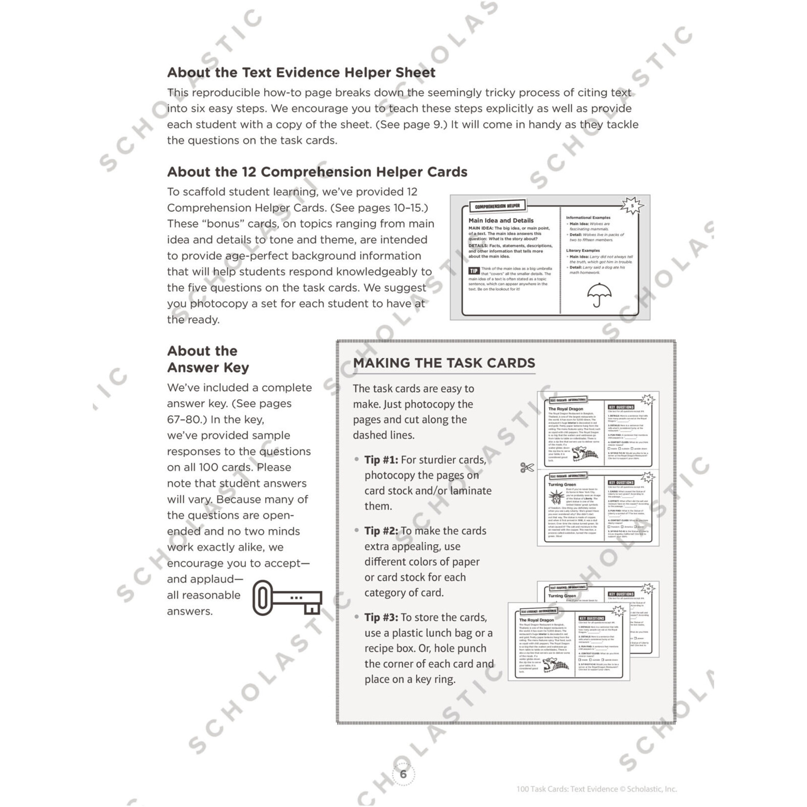 SCHOLASTIC TEACHING RESOURCES 100 Task Cards: Text Evidence