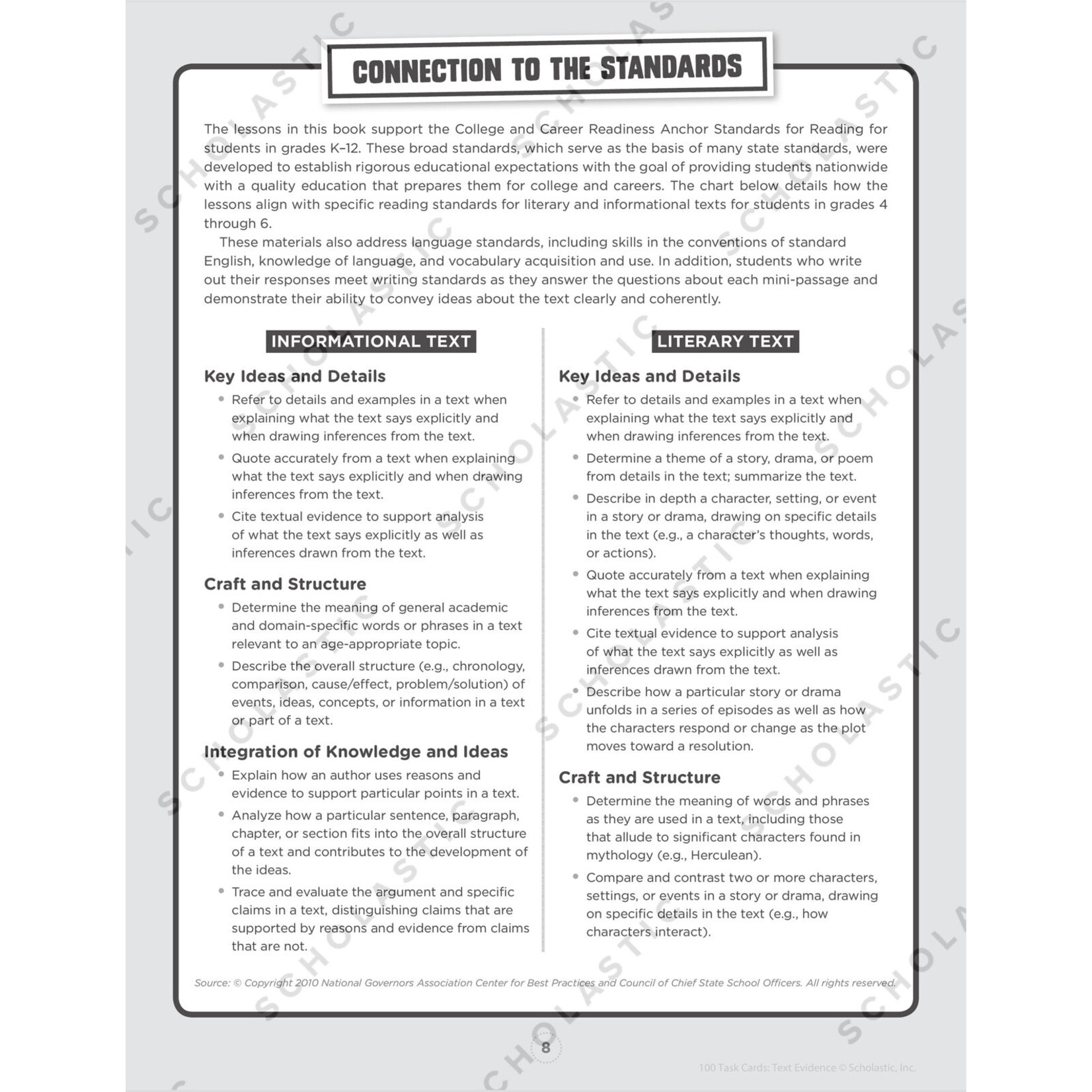 SCHOLASTIC TEACHING RESOURCES 100 Task Cards: Text Evidence