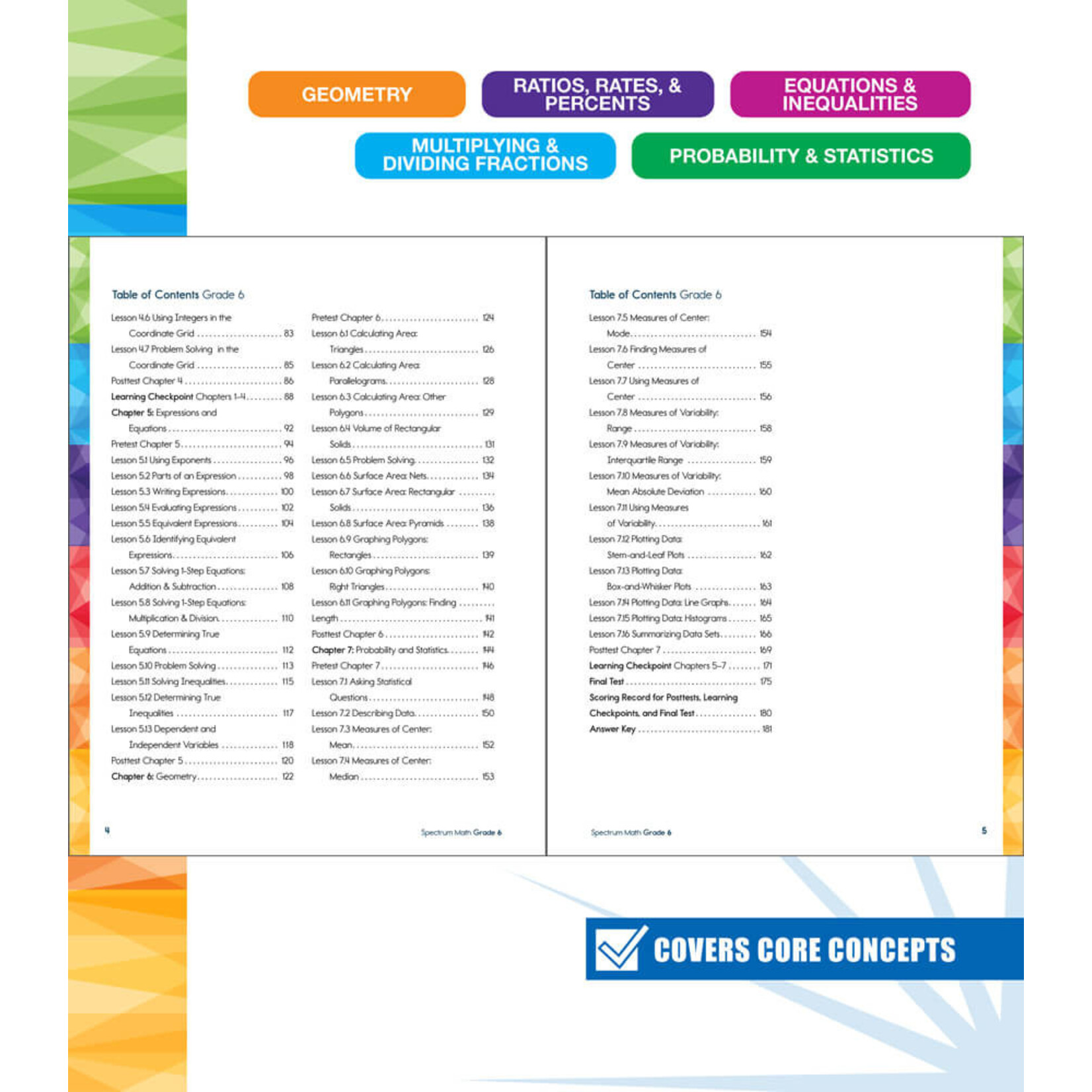 CARSON DELLOSA PUBLISHING CO Spectrum Math Workbook Grade 6