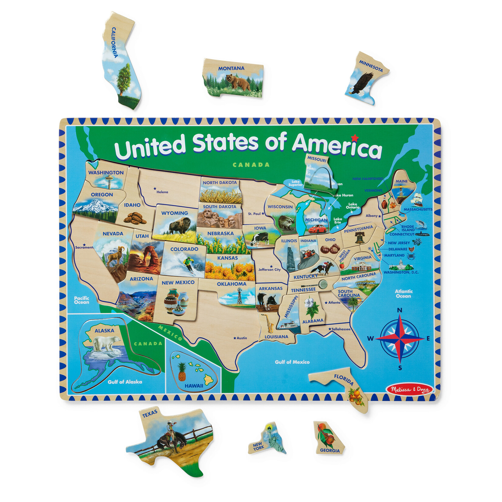 U.S.A. Map Wooden Puzzle
