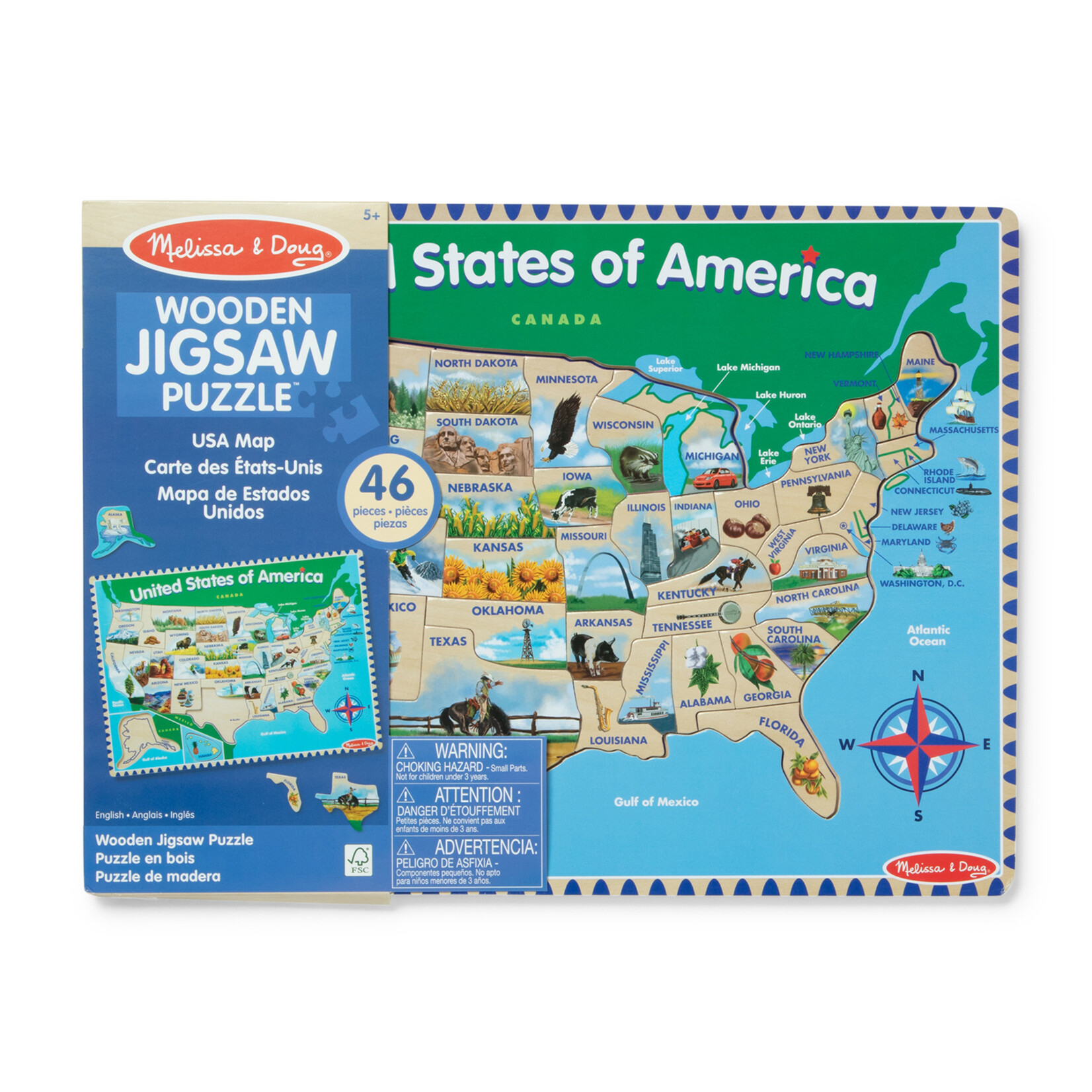 U.S.A. Map Wooden Puzzle