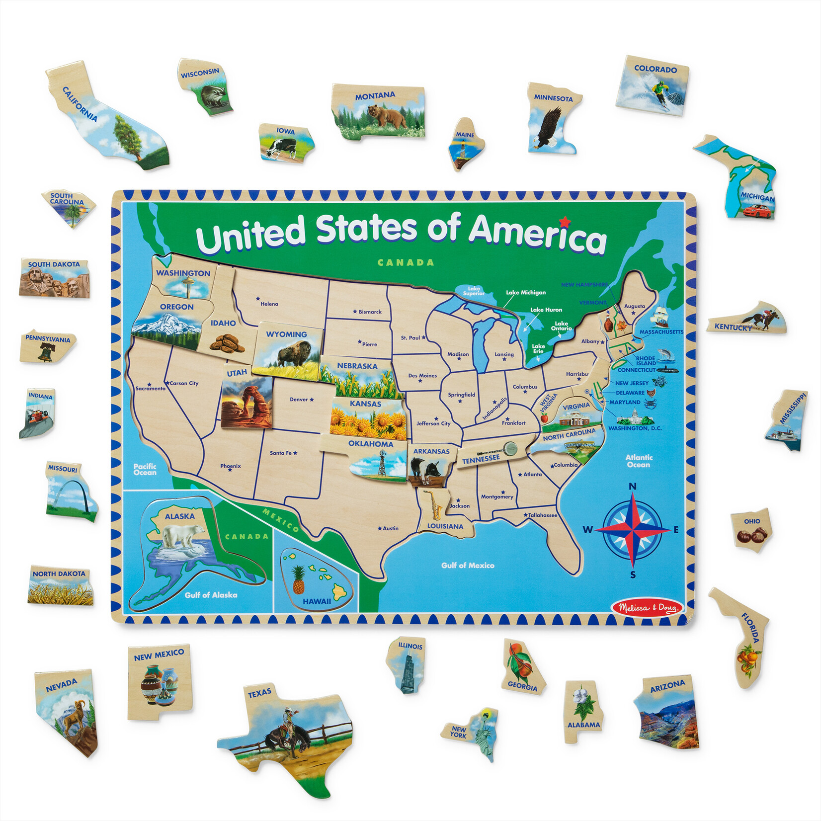 U.S.A. Map Wooden Puzzle