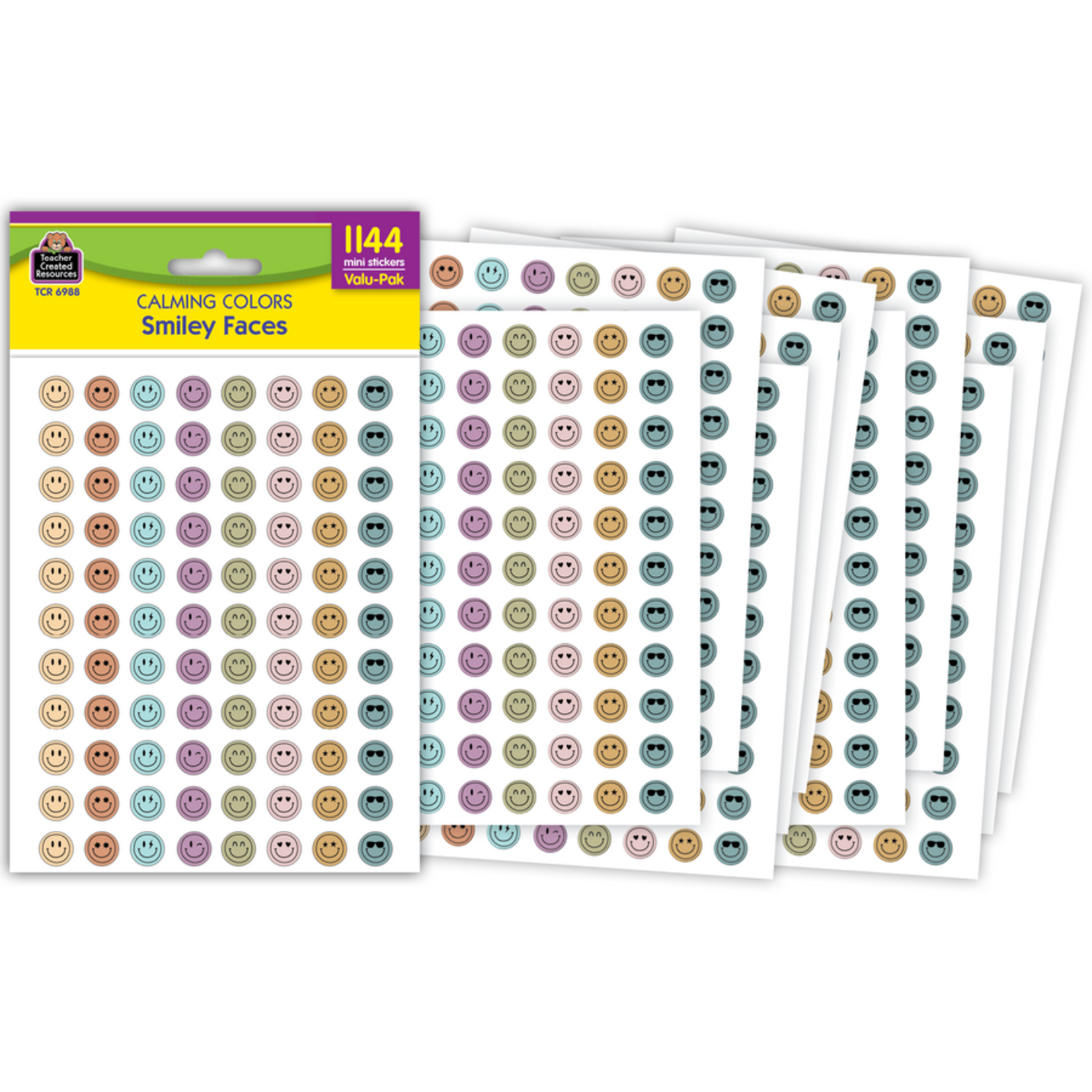 TEACHER CREATED RESOURCES Calming Colors Smiley Faces Mini Stickers Valu-Pak