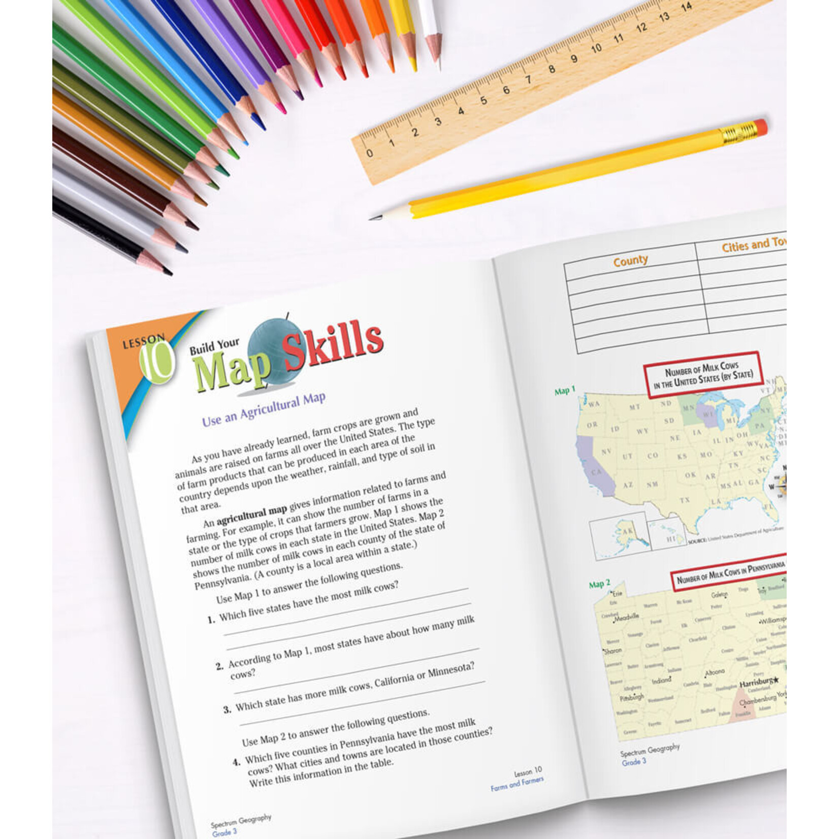 CARSON DELLOSA PUBLISHING CO Spectrum Geography Workbook Grade 3