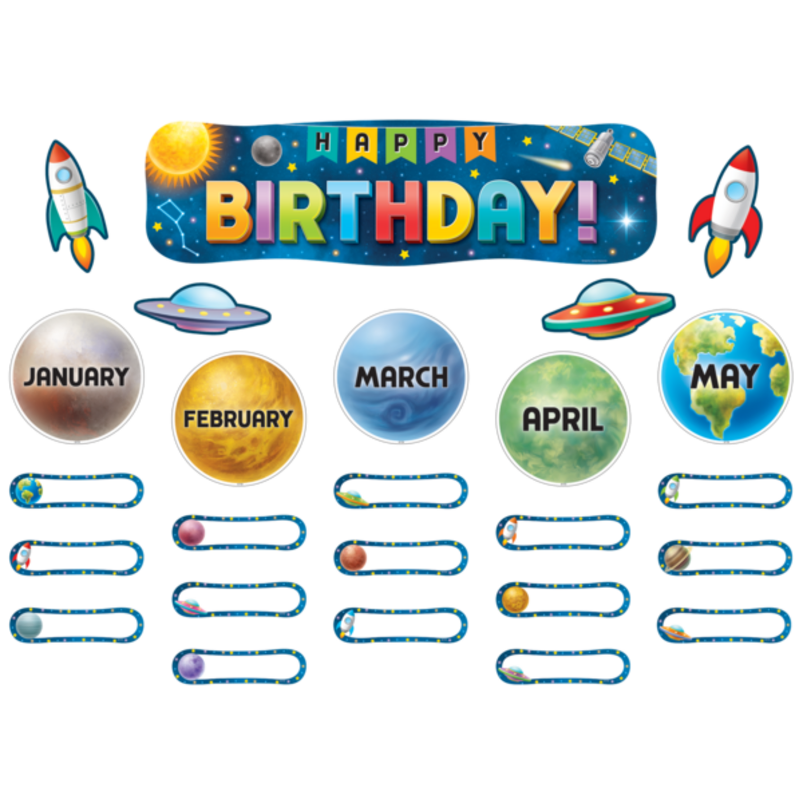 TEACHER CREATED RESOURCES Outer Space Crew Happy Birthday Mini Bulletin Board