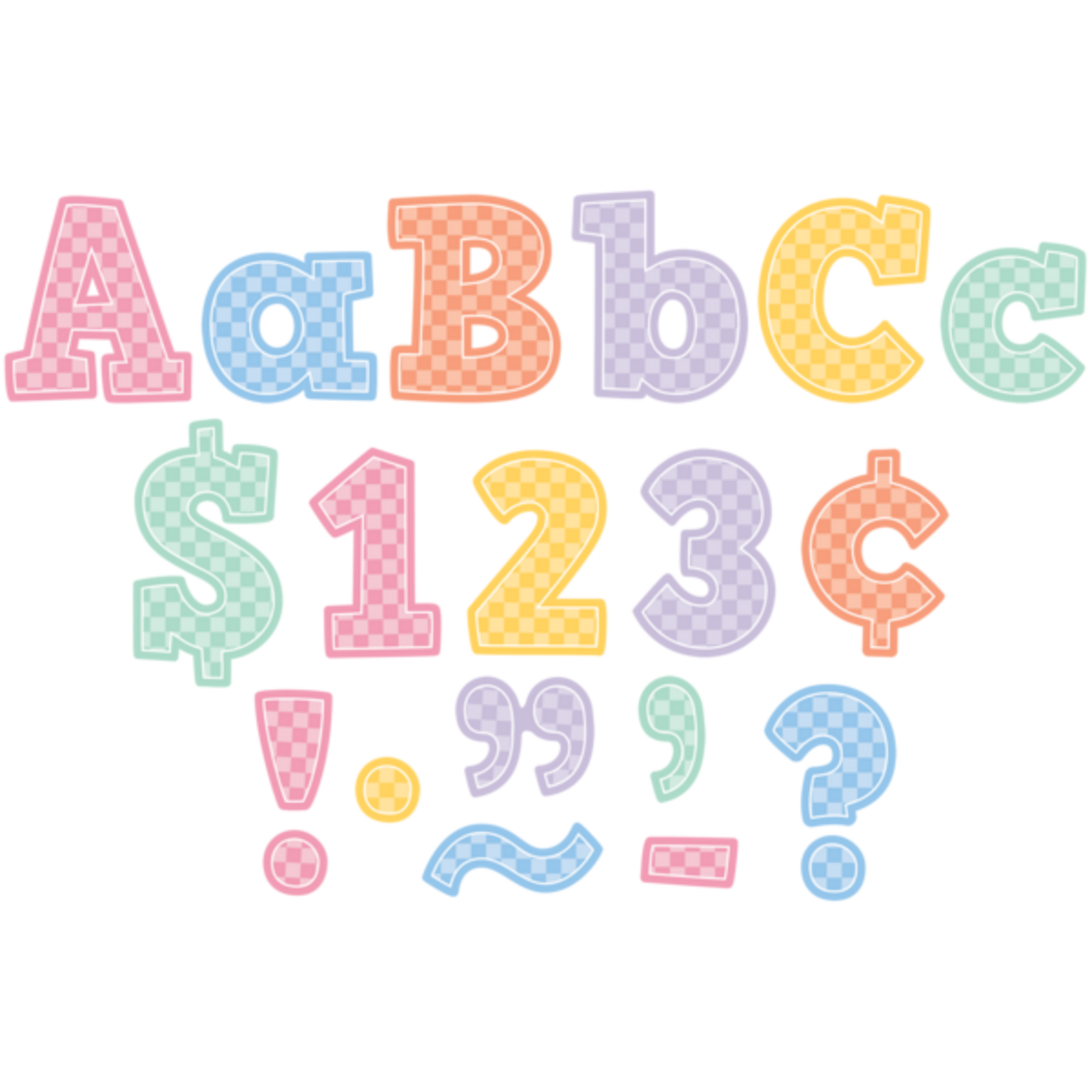 TEACHER CREATED RESOURCES Cool for School Checkers 4" Bold Block Letters Combo Pack