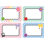 TEACHER CREATED RESOURCES Cool for School Checkers Name Tags/Labels - Multi-Pack
