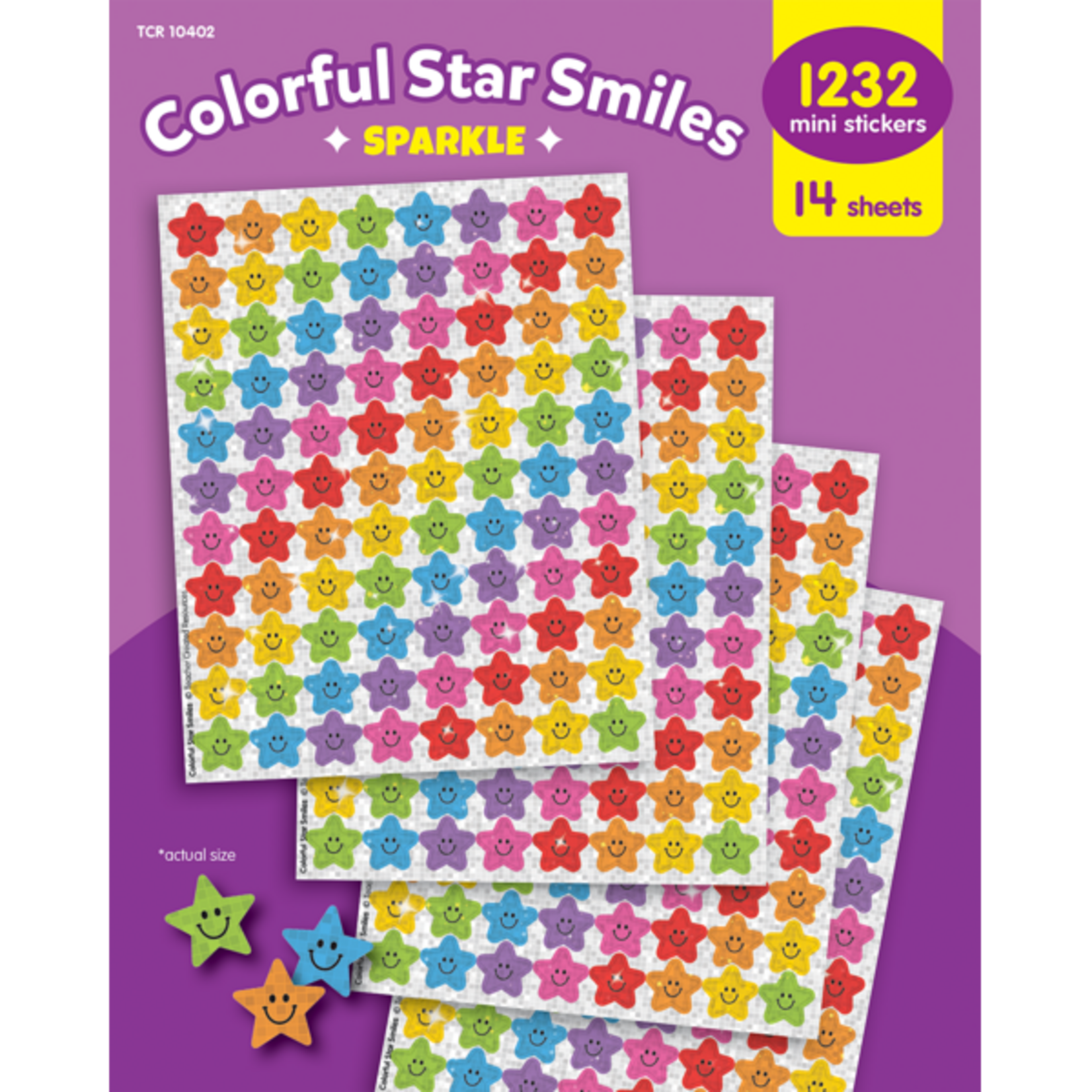 TEACHER CREATED RESOURCES Colorful Star Smiles Sparkle Mini Stickers Value Pack