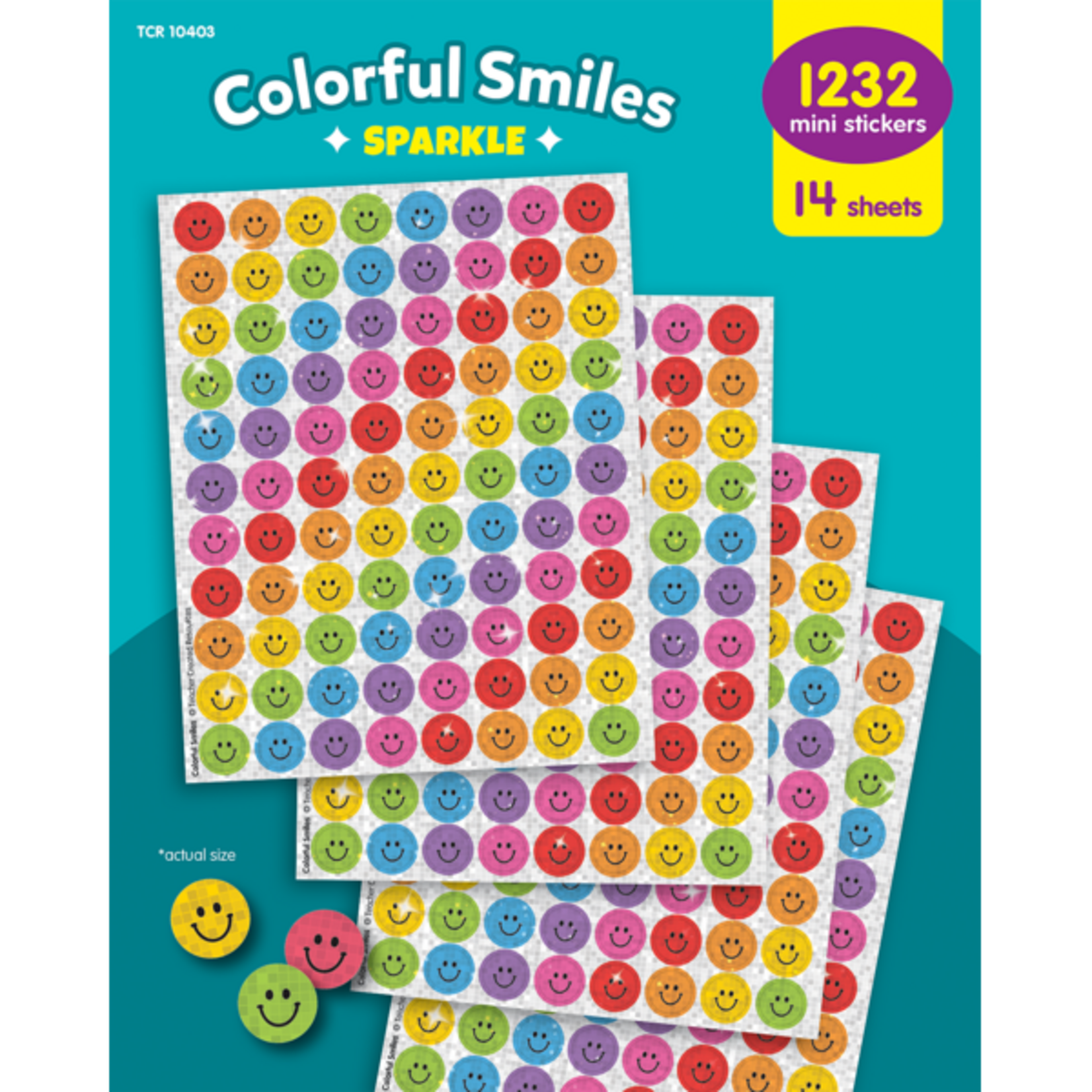 TEACHER CREATED RESOURCES Colorful Smiles Sparkle Mini Stickers Value Pack