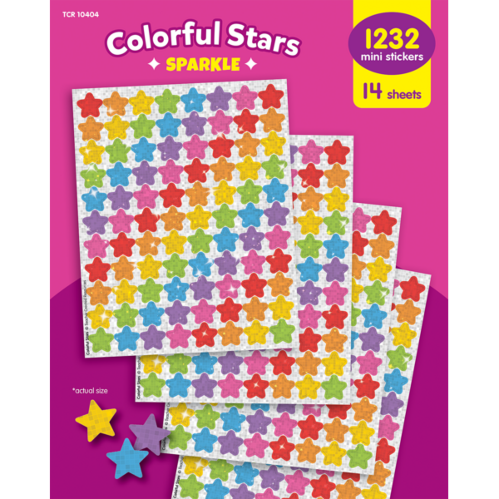 TEACHER CREATED RESOURCES Colorful Stars Sparkle Mini Stickers Value Pack