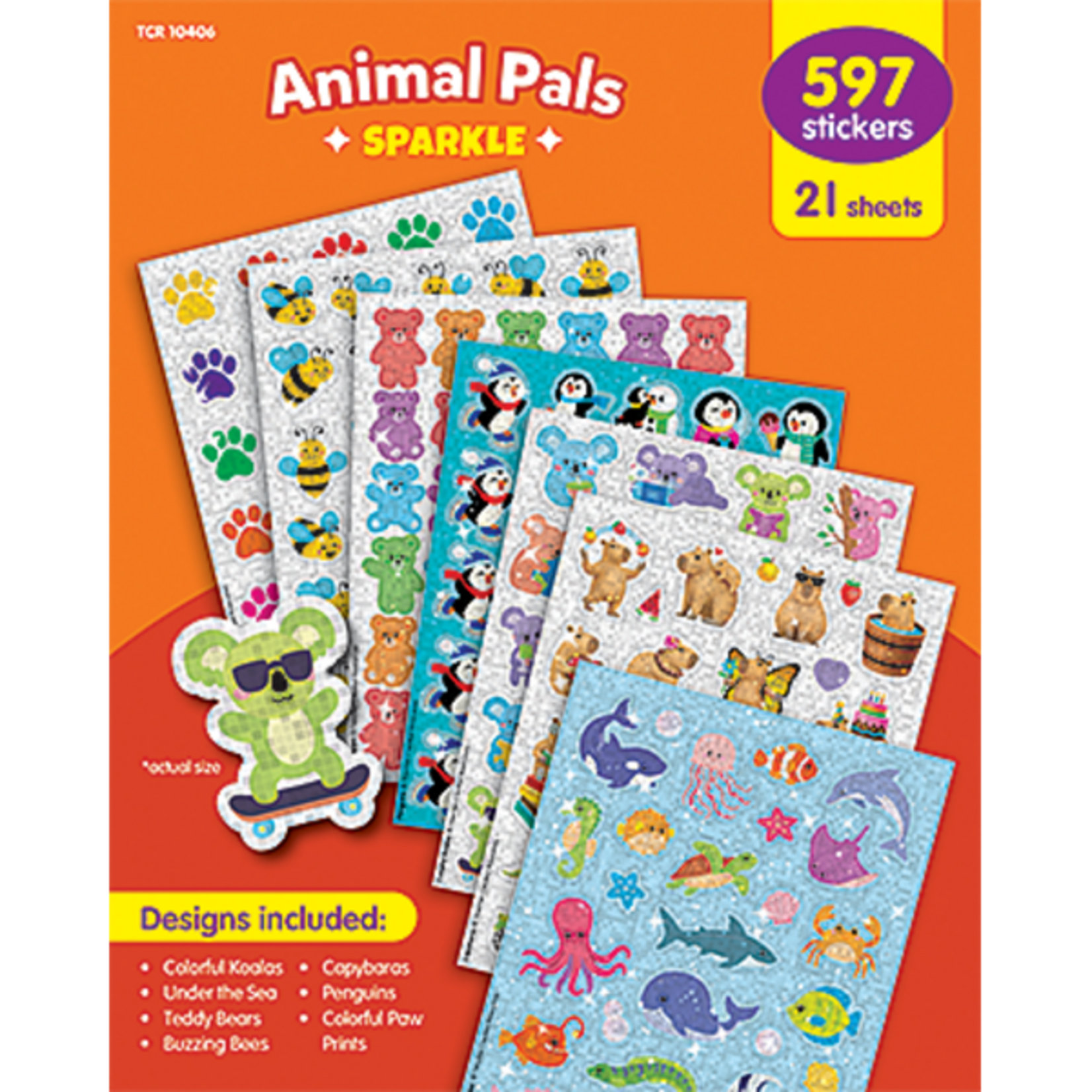 TEACHER CREATED RESOURCES Animal Pals Sparkle Stickers Variety Pack