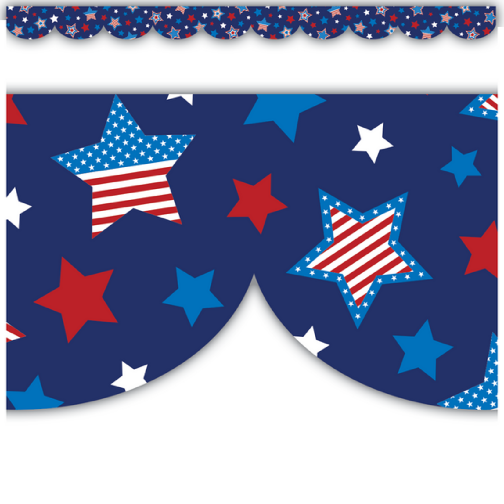 TEACHER CREATED RESOURCES Patriotic Stars Scalloped Die-Cut Border Trim