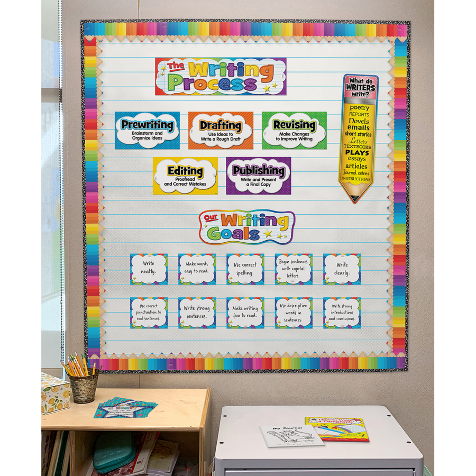 TEACHER CREATED RESOURCES Colored Pencils Die-Cut Border Trim