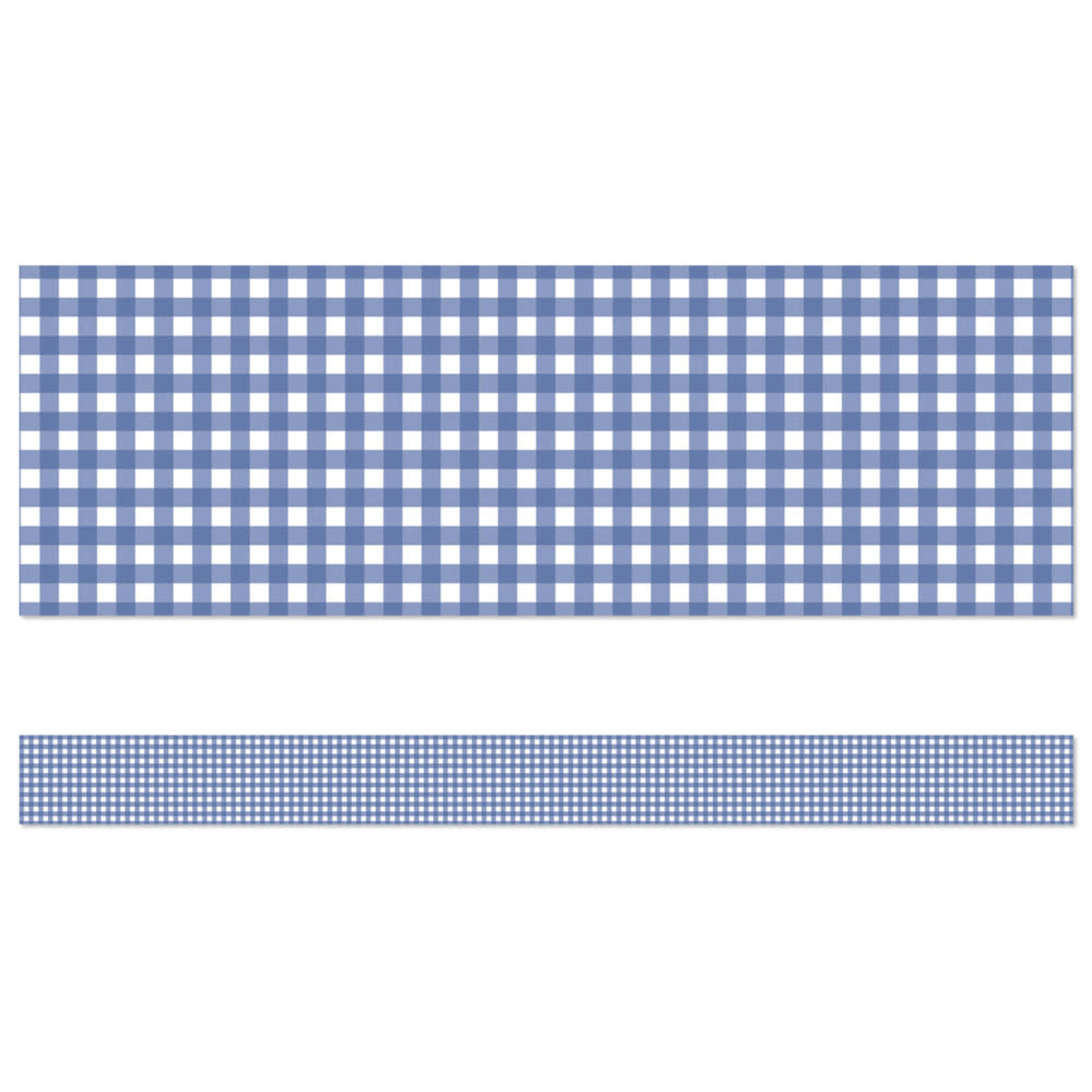 CARSON DELLOSA PUBLISHING CO Farmers Market Blue Gingham Straight Bulletin Board Borders