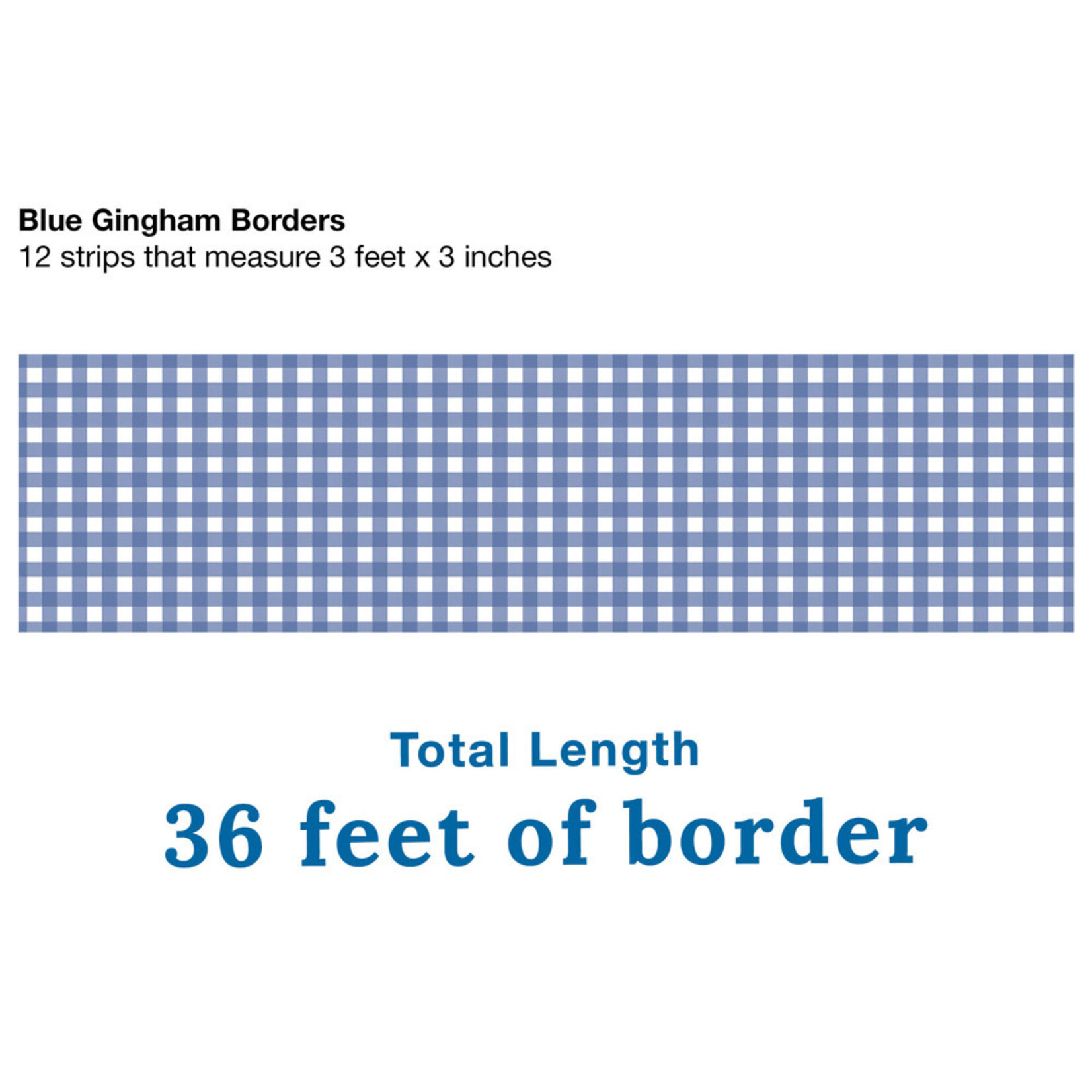 CARSON DELLOSA PUBLISHING CO Farmers Market Blue Gingham Straight Bulletin Board Borders