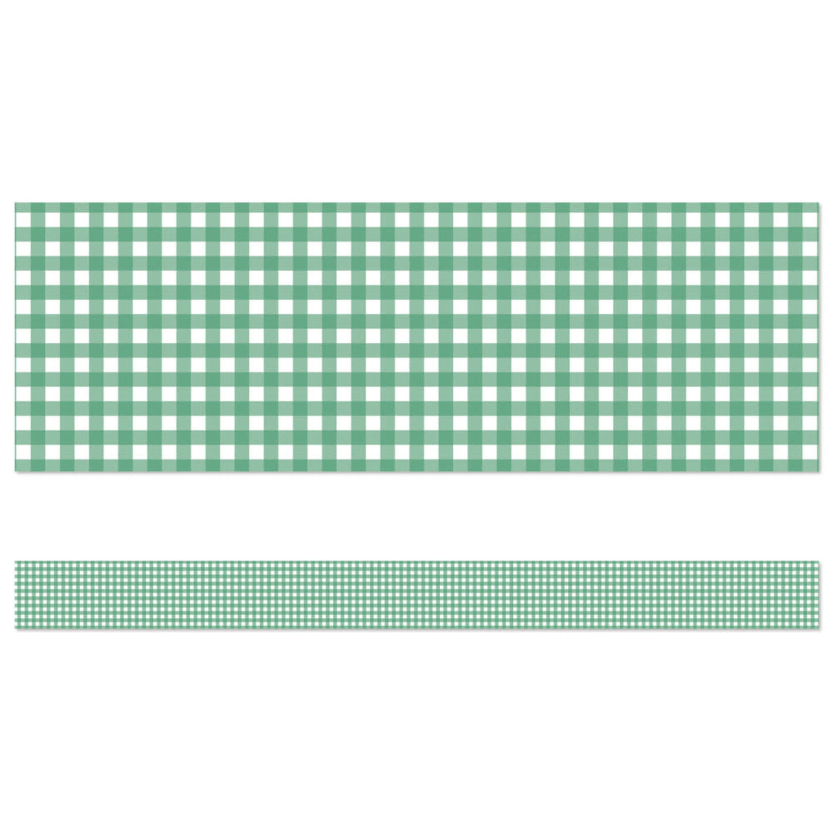 CARSON DELLOSA PUBLISHING CO Farmers Market Green Gingham Straight Bulletin Board Borders