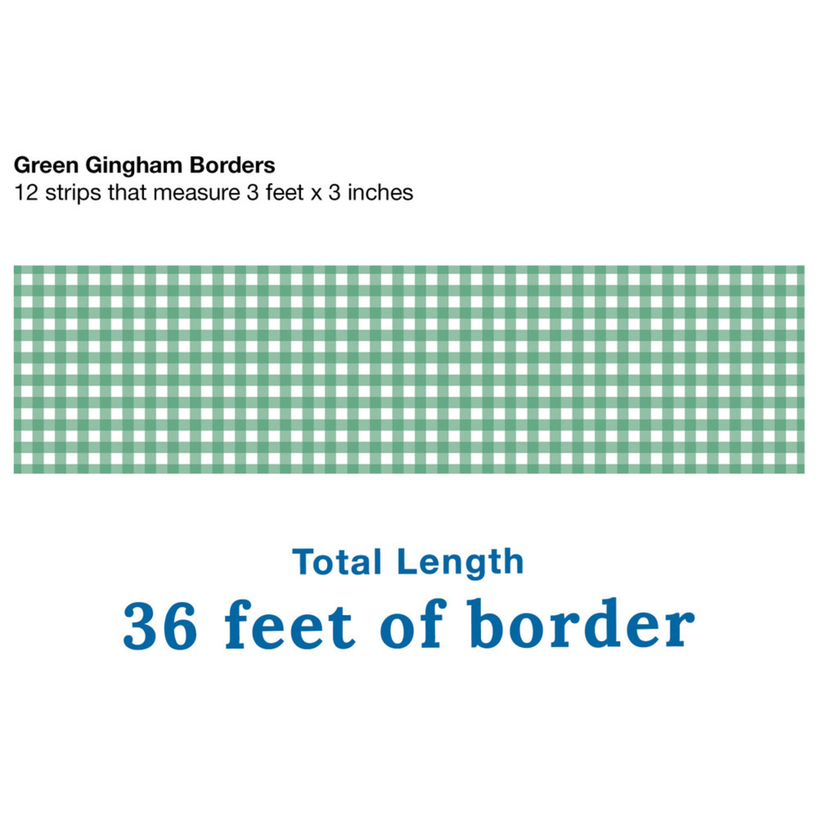 CARSON DELLOSA PUBLISHING CO Farmers Market Green Gingham Straight Bulletin Board Borders