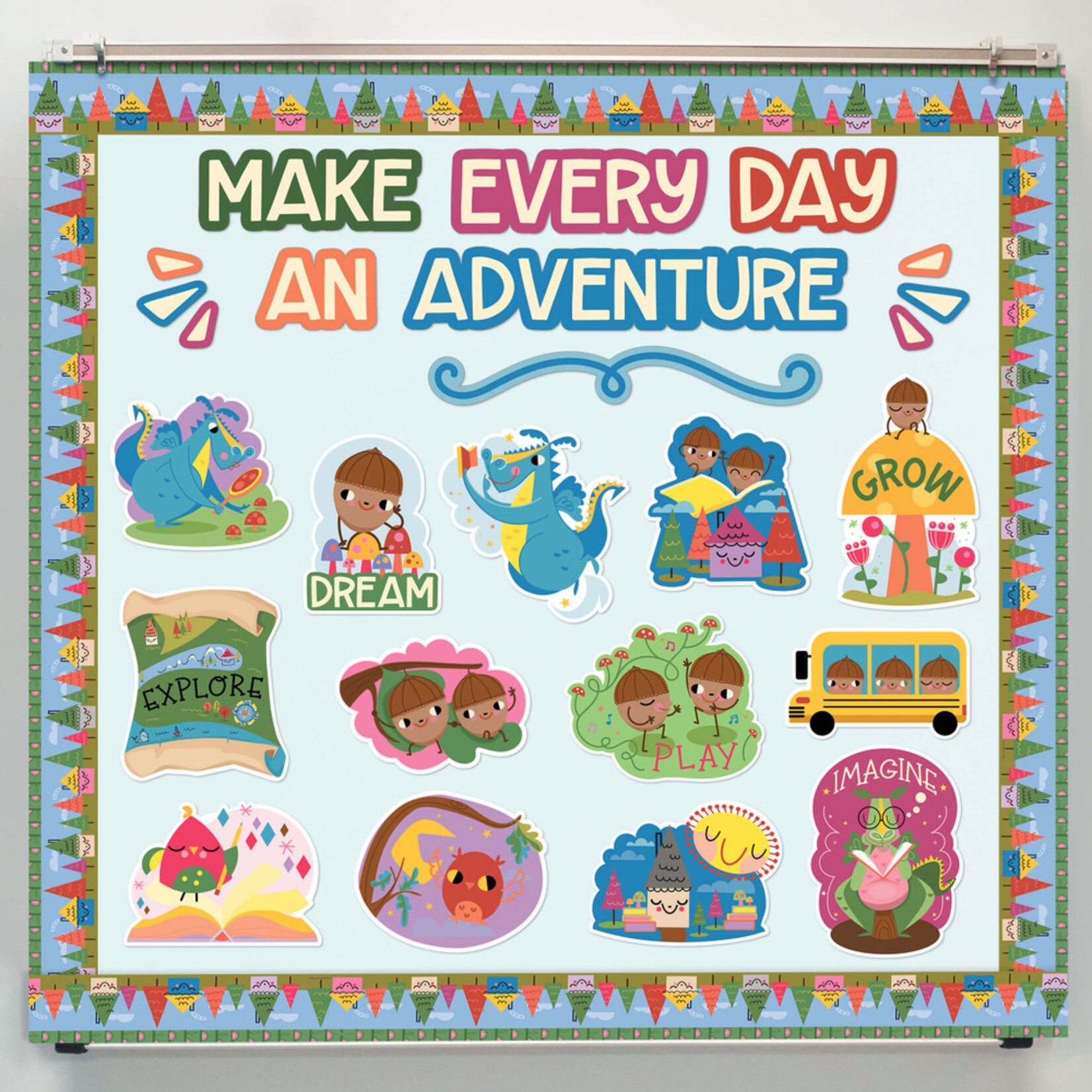 CARSON DELLOSA PUBLISHING CO Fairy Tale Forest: Forest Flowers Straight Bulletin Board Borders
