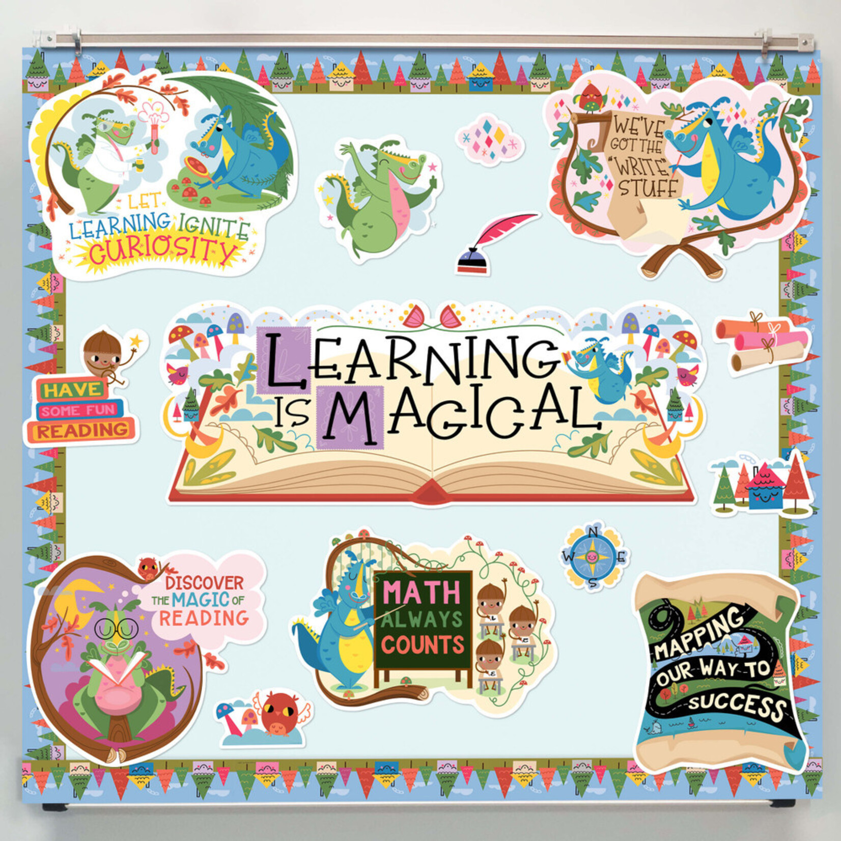 CARSON DELLOSA PUBLISHING CO Forest Village Straight Bulletin Board Borders