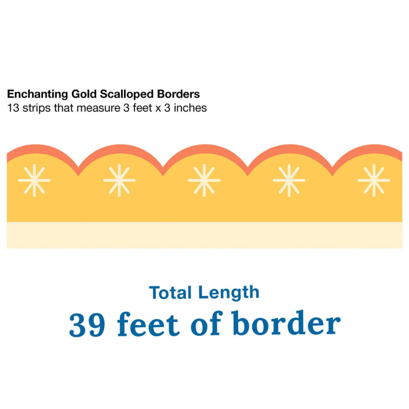 CARSON DELLOSA PUBLISHING CO Enchanting Gold Scalloped Bulletin Board Borders