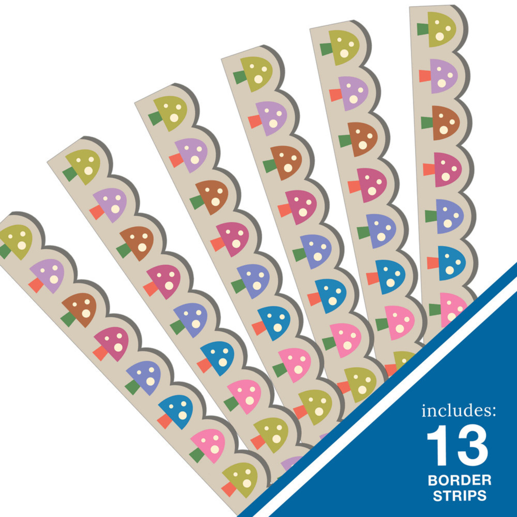 CARSON DELLOSA PUBLISHING CO Mushrooms Scalloped Bulletin Board Borders