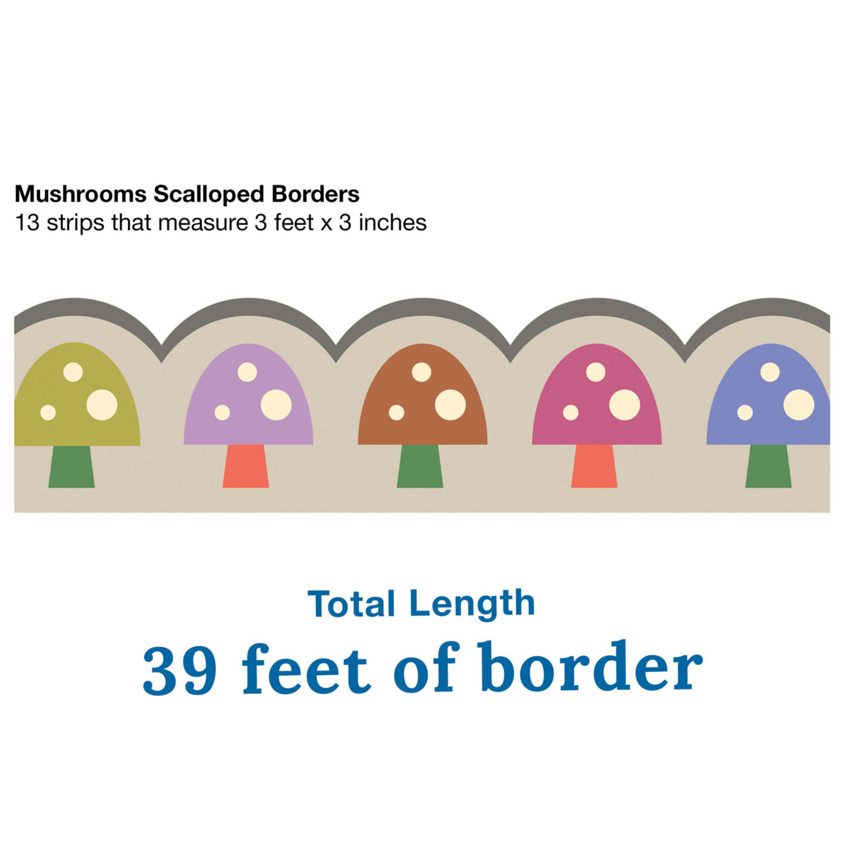 CARSON DELLOSA PUBLISHING CO Mushrooms Scalloped Bulletin Board Borders