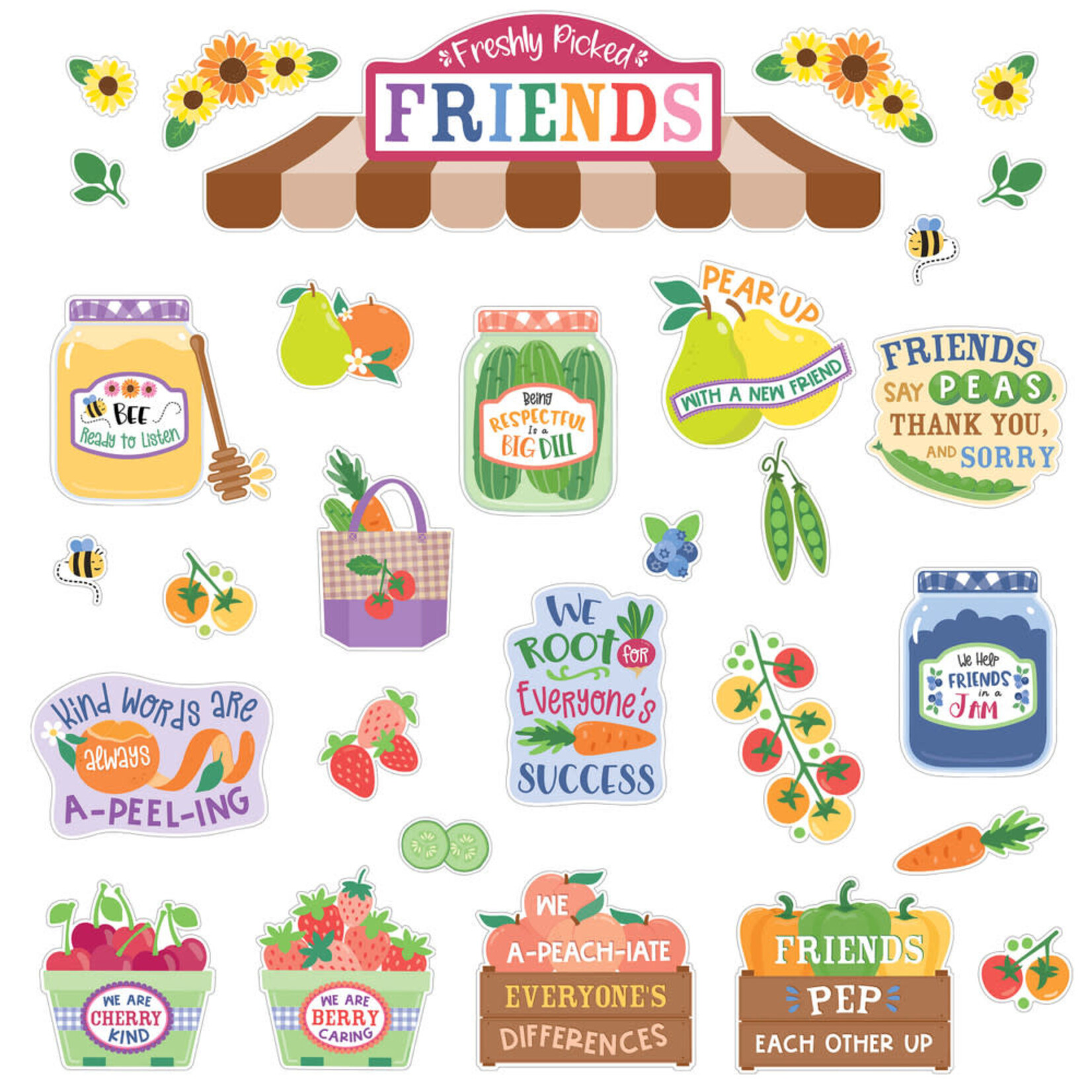 CARSON DELLOSA PUBLISHING CO Freshly Picked Friends Bulletin Board Set